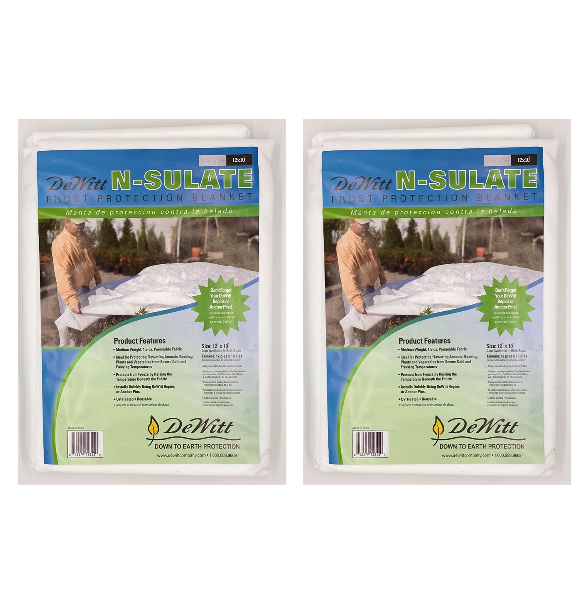 DeWitt 2 Pack 10 feet x 12 feet N-Sulate Frost Protection Reusable Plant Cover