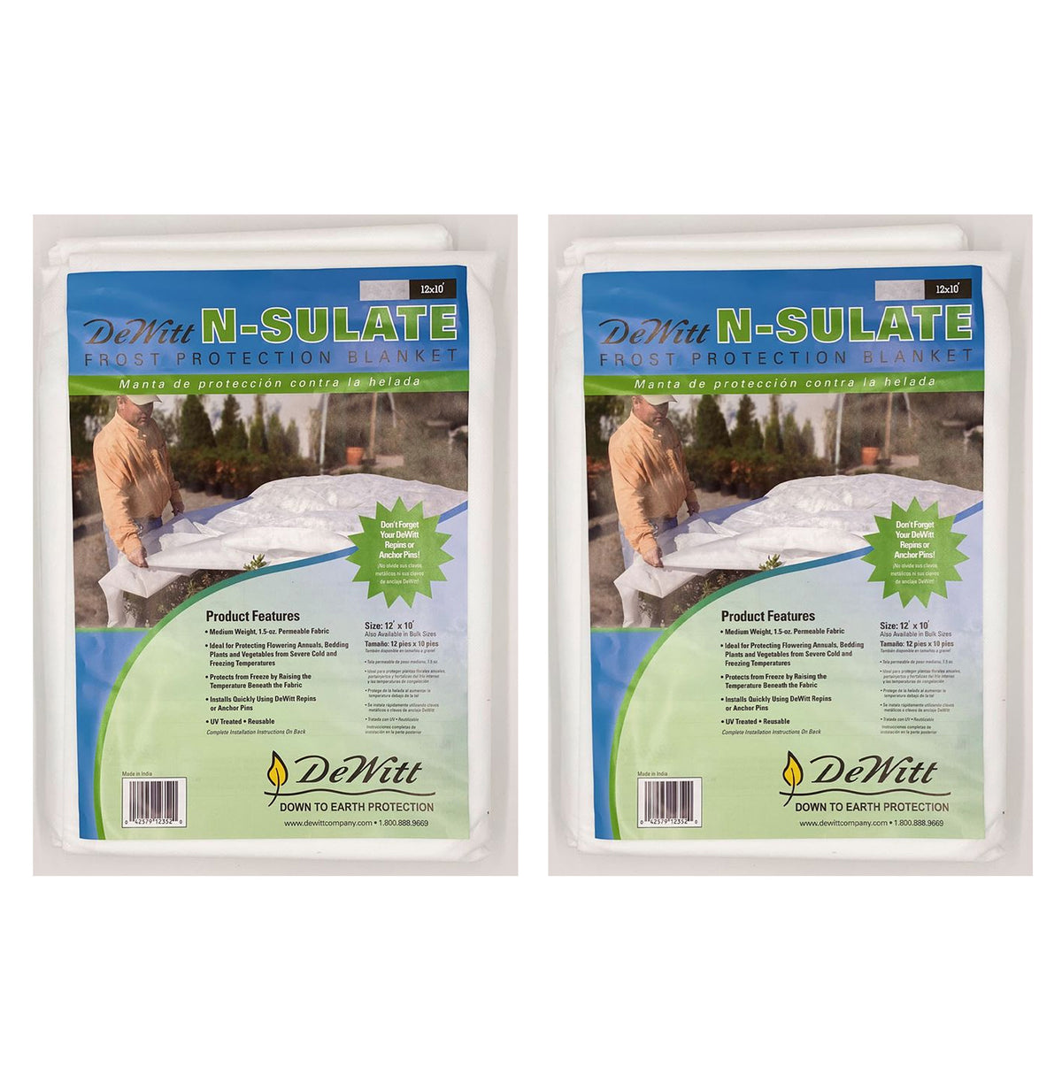DeWitt 2 Pack 10 feet x 12 feet N-Sulate Frost Protection Reusable Plant Cover