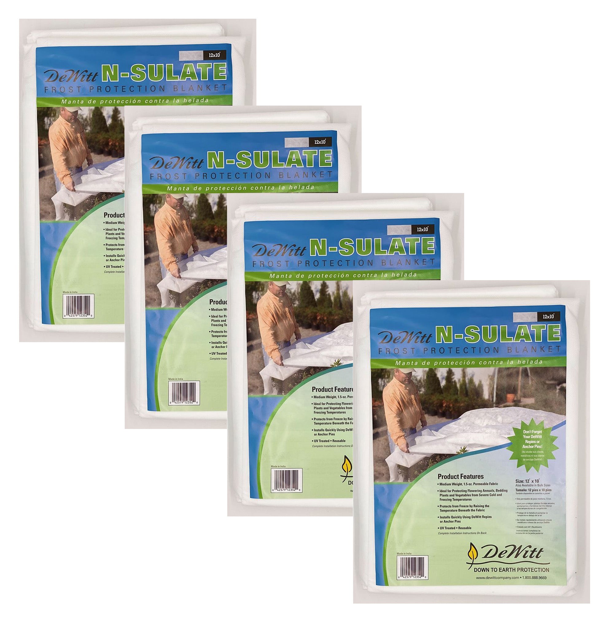 DeWitt 4 Pack 10 feet x 12 feet N-Sulate Frost Protection Reusable Plant Cover