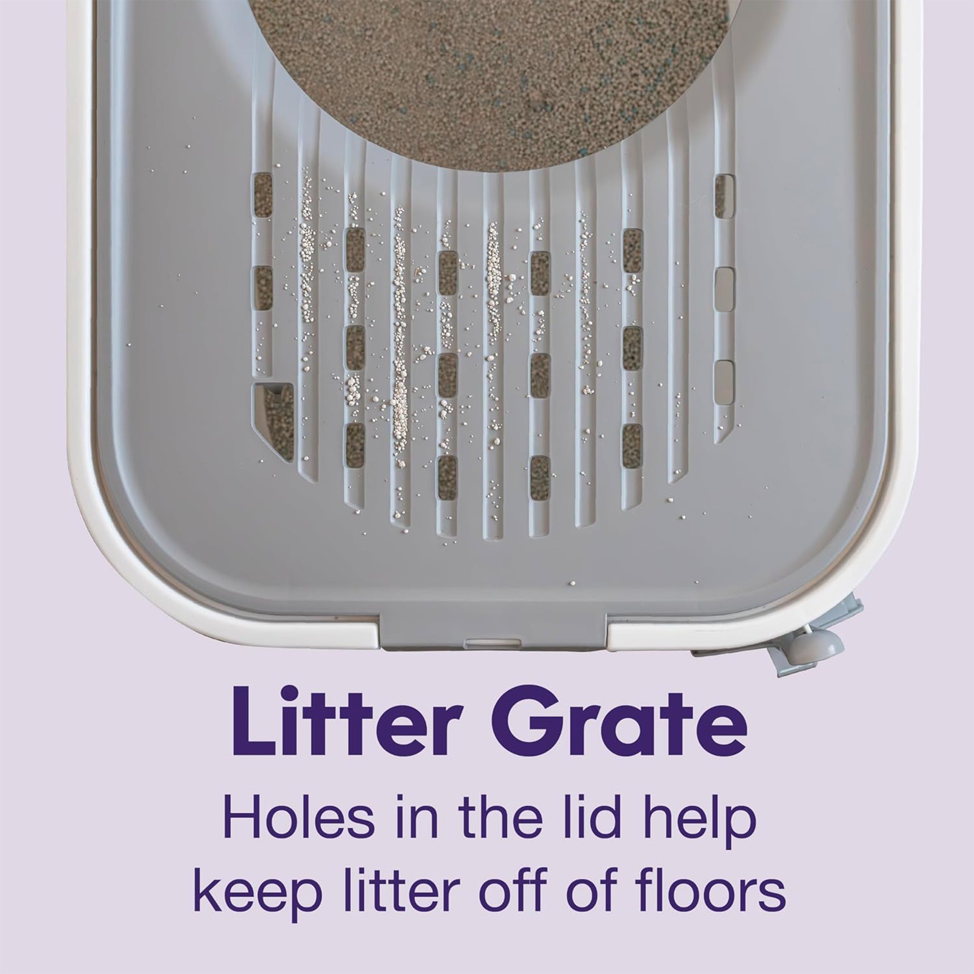 Litter Genie Large Cat Litter Box, Top Entry w/ Catching Lid & Scoop, White/Gray - VMInnovations