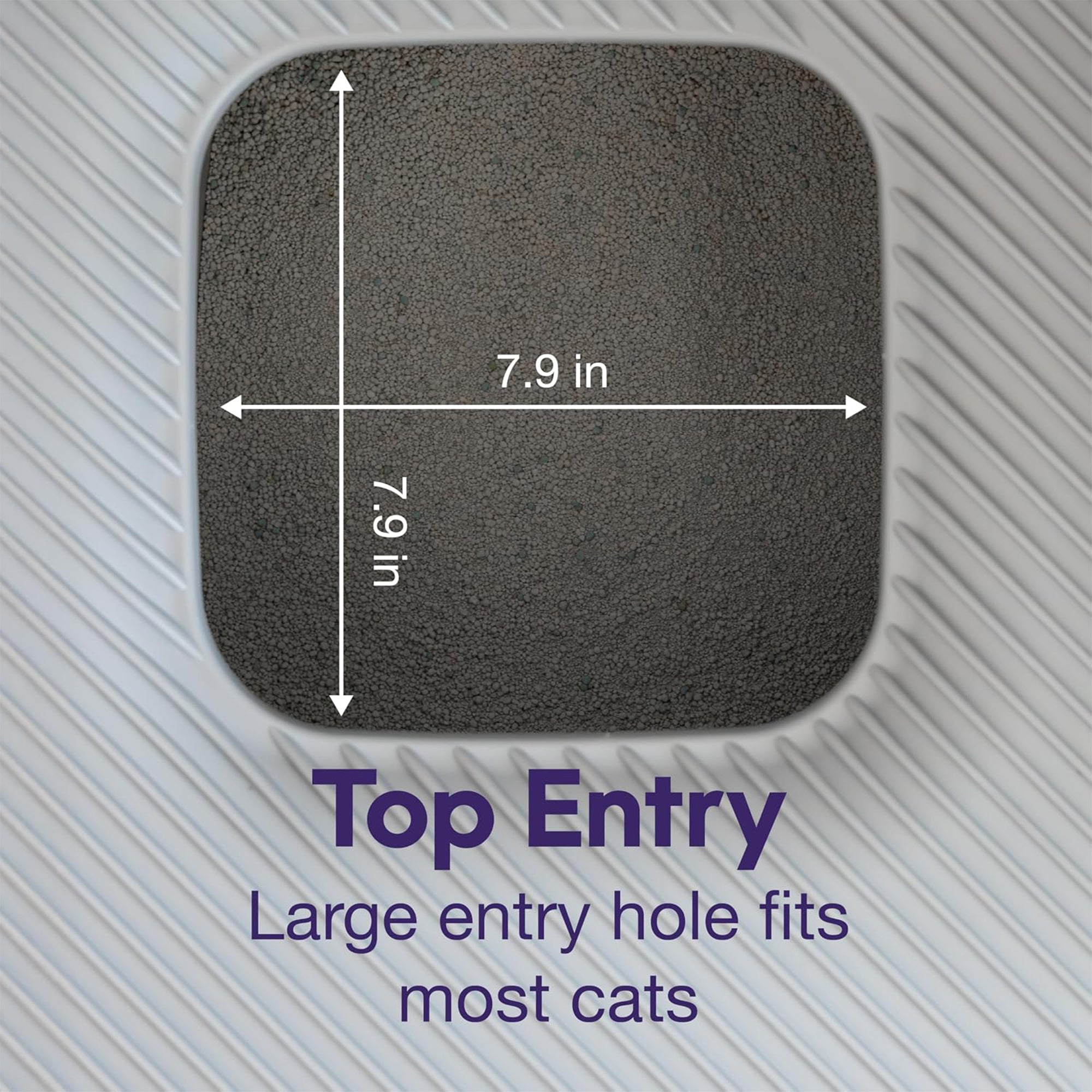 Litter Genie Cat Litter Box, Square Top Entry w/Catching Lid & Scoop, White/Gray - VMInnovations