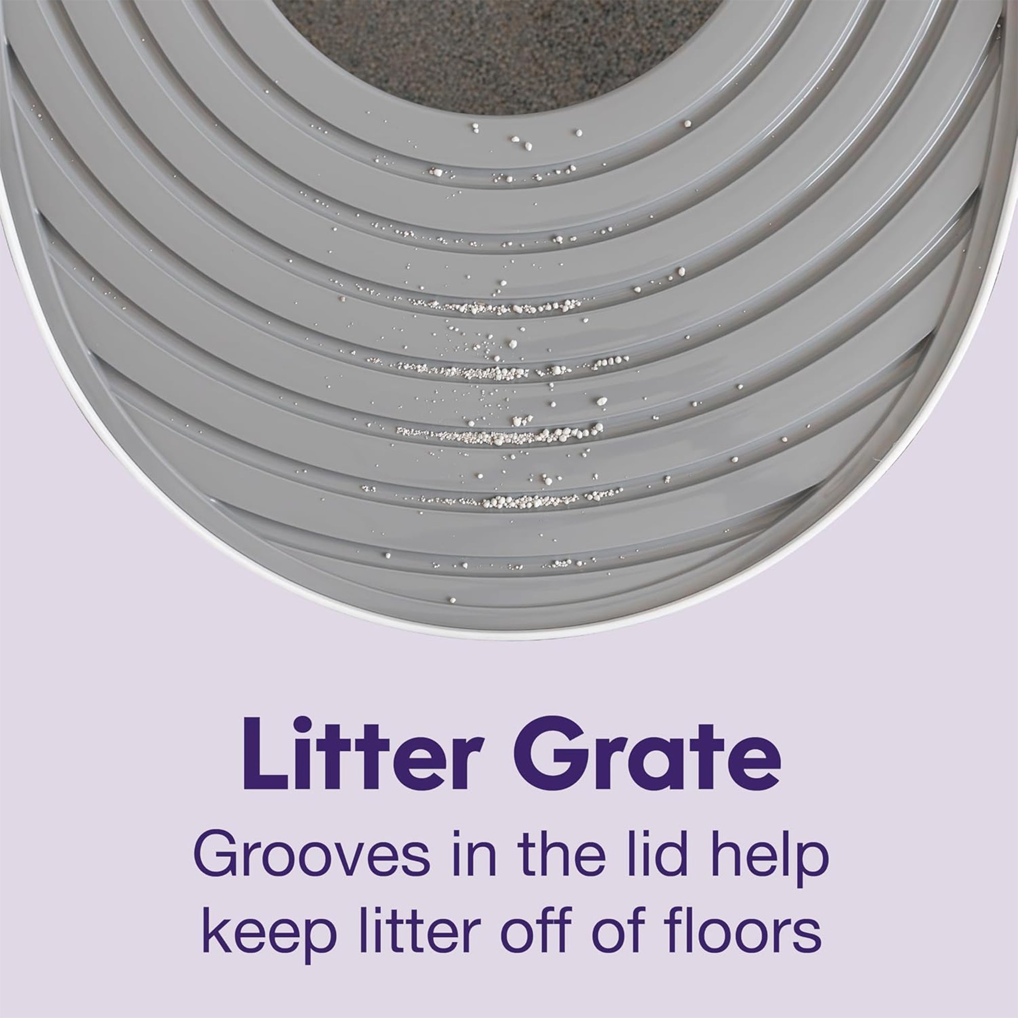 Litter Genie Cat Litter Box, Round Top Entry w/ Catching Lid & Scoop, White/Gray - VMInnovations