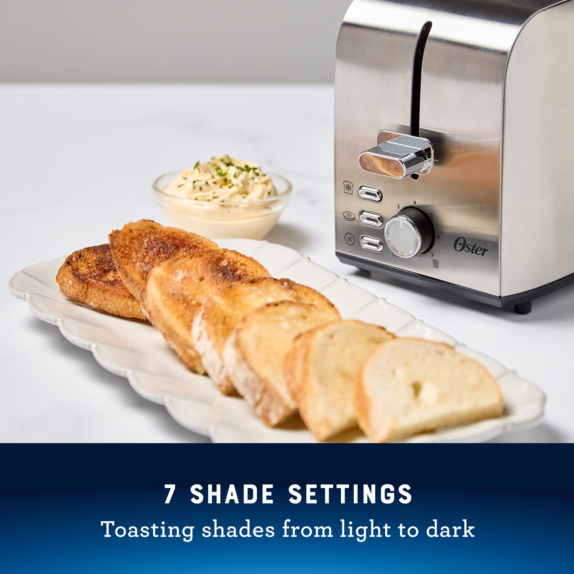 Oster 2-Slice Toaster with Extra Wide Slots, 7 Shade Settings, Stainless Steel - VMInnovations