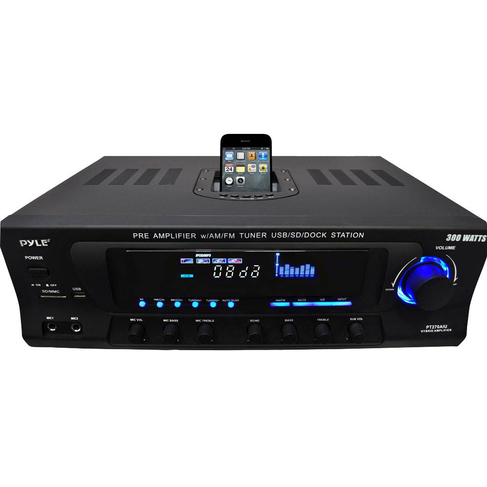 New Pyle Pro PT270AIU 300W Home Amplifier Receiver Stereo iPod Dock AM/FM USB/SD