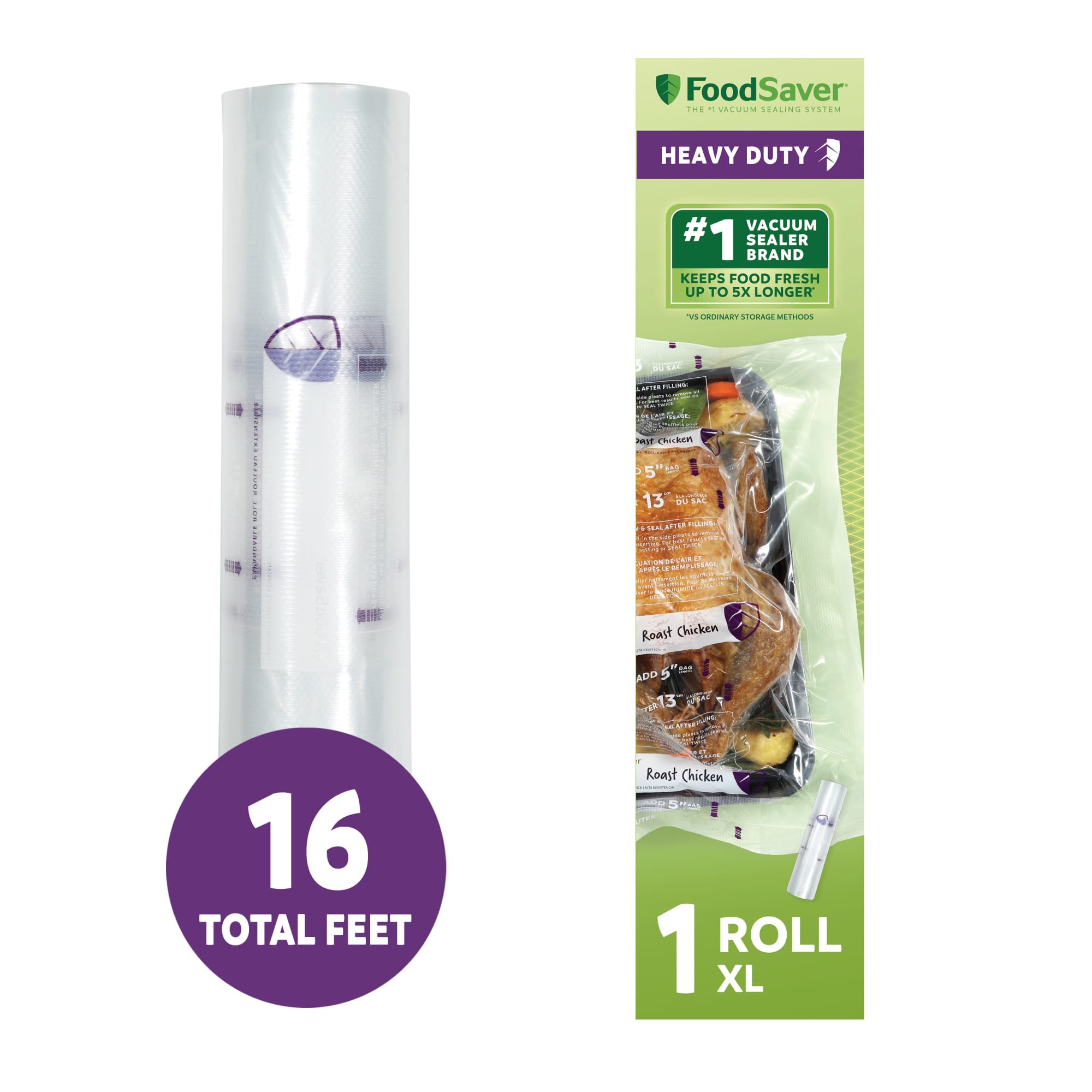 FoodSaver 2 Pack Heavy Duty Vacuum Sealer Rolls, XL 11" x 16', Expands to 14"