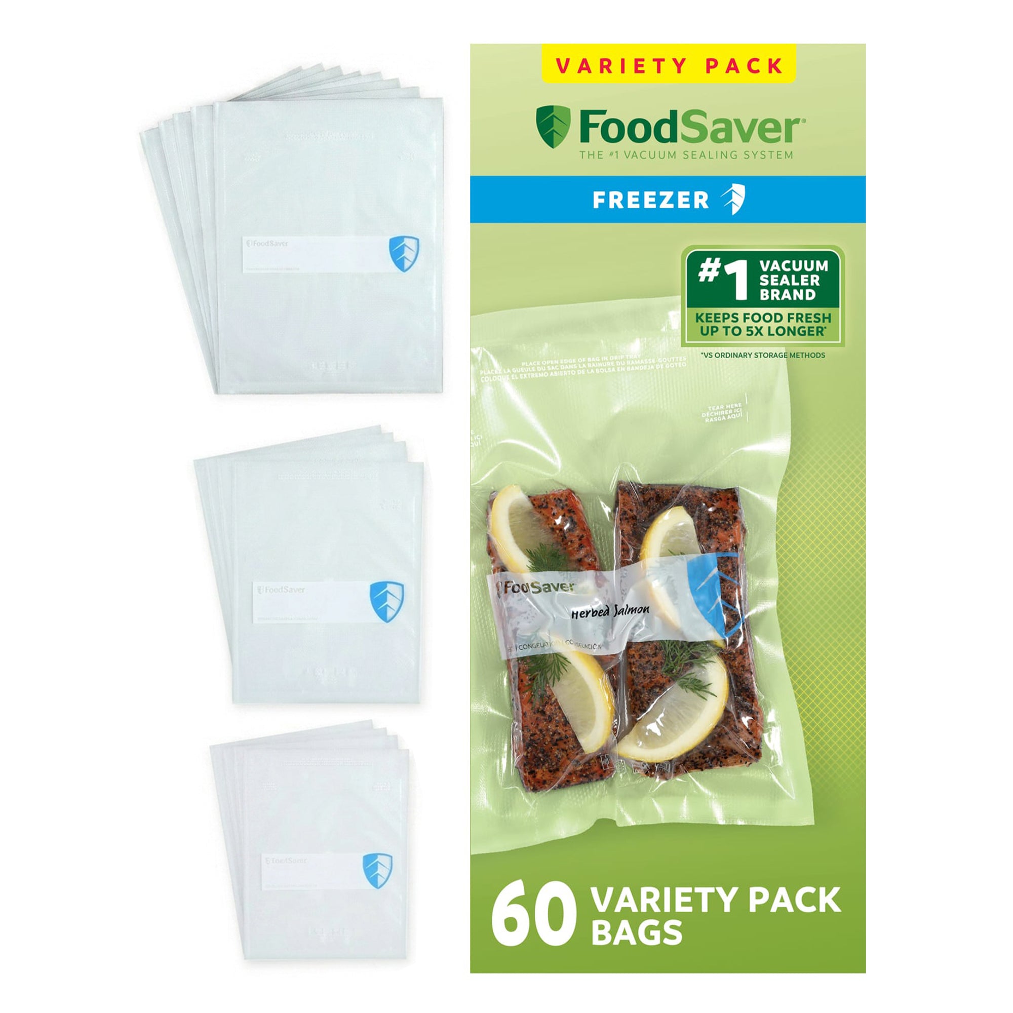 FoodSaver 60 Pack Vacuum Seal Bags, Pre-Cut BPA-Free Freezer Bags for Meal Prep