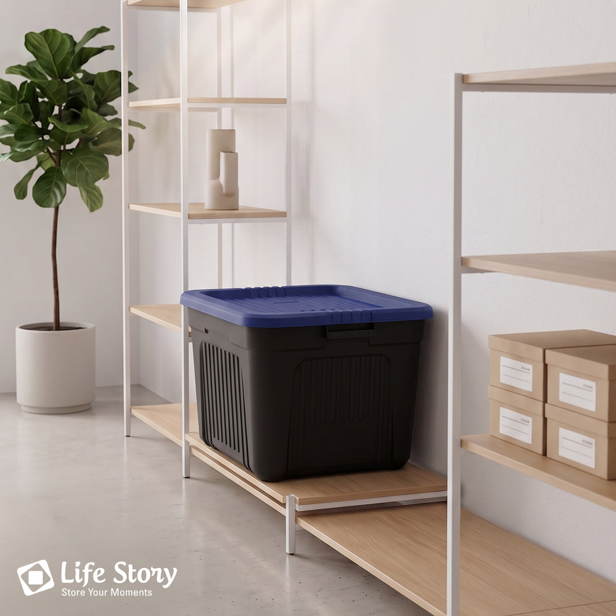 Life Story 20 Gallon Stackable Storage Bin, Versatile Lidded Container, Blue - VMInnovations