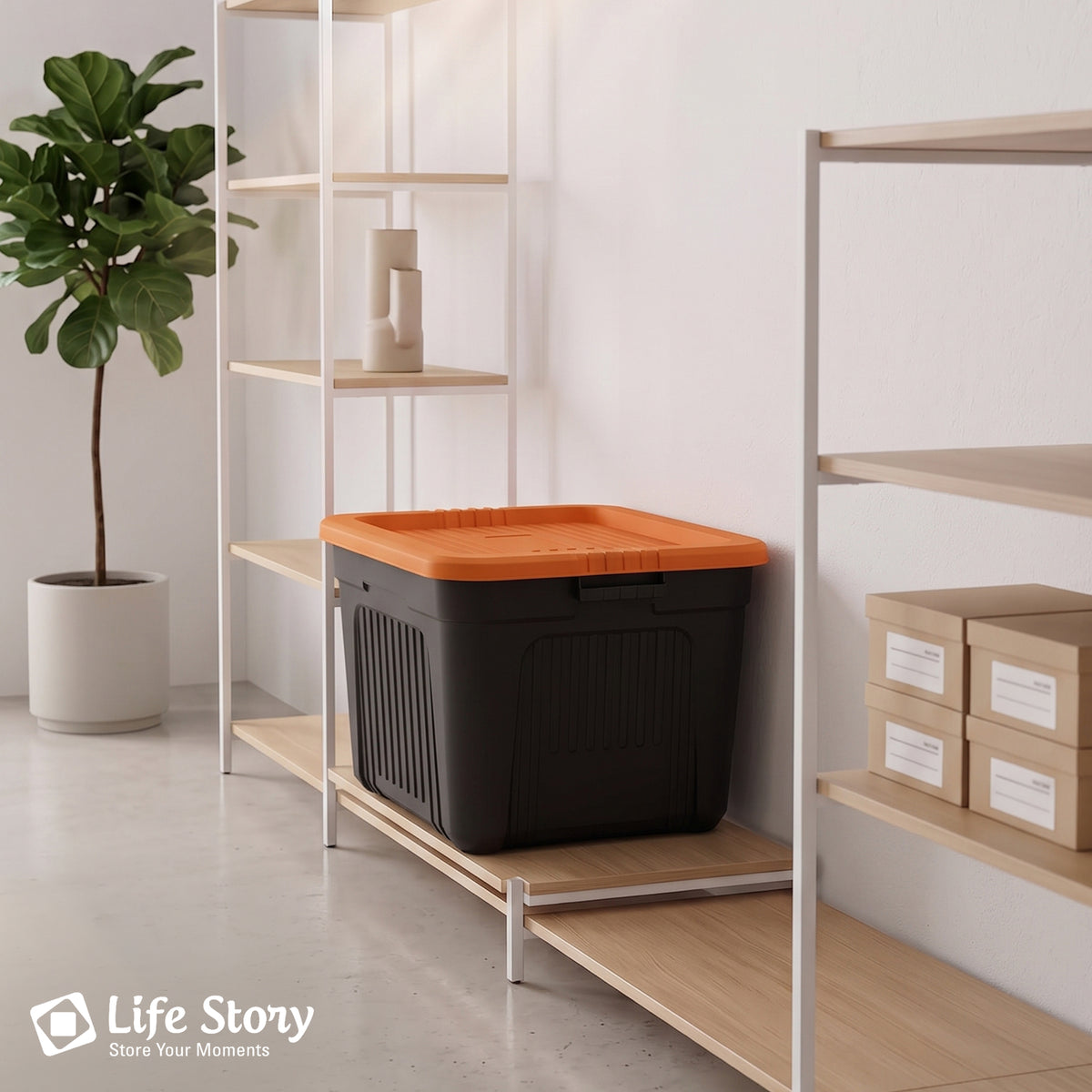 Life Story 20 Gallon Stackable Storage Bin, Versatile Lidded Container, Orange - VMInnovations