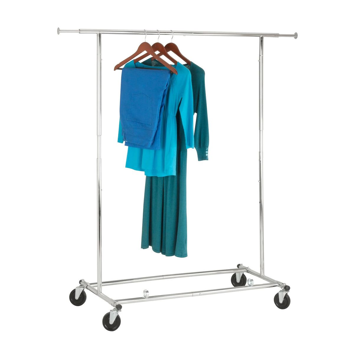 Honey-Can-Do Collapsible Expandable Rolling Garment Rack with Wheels, Chrome