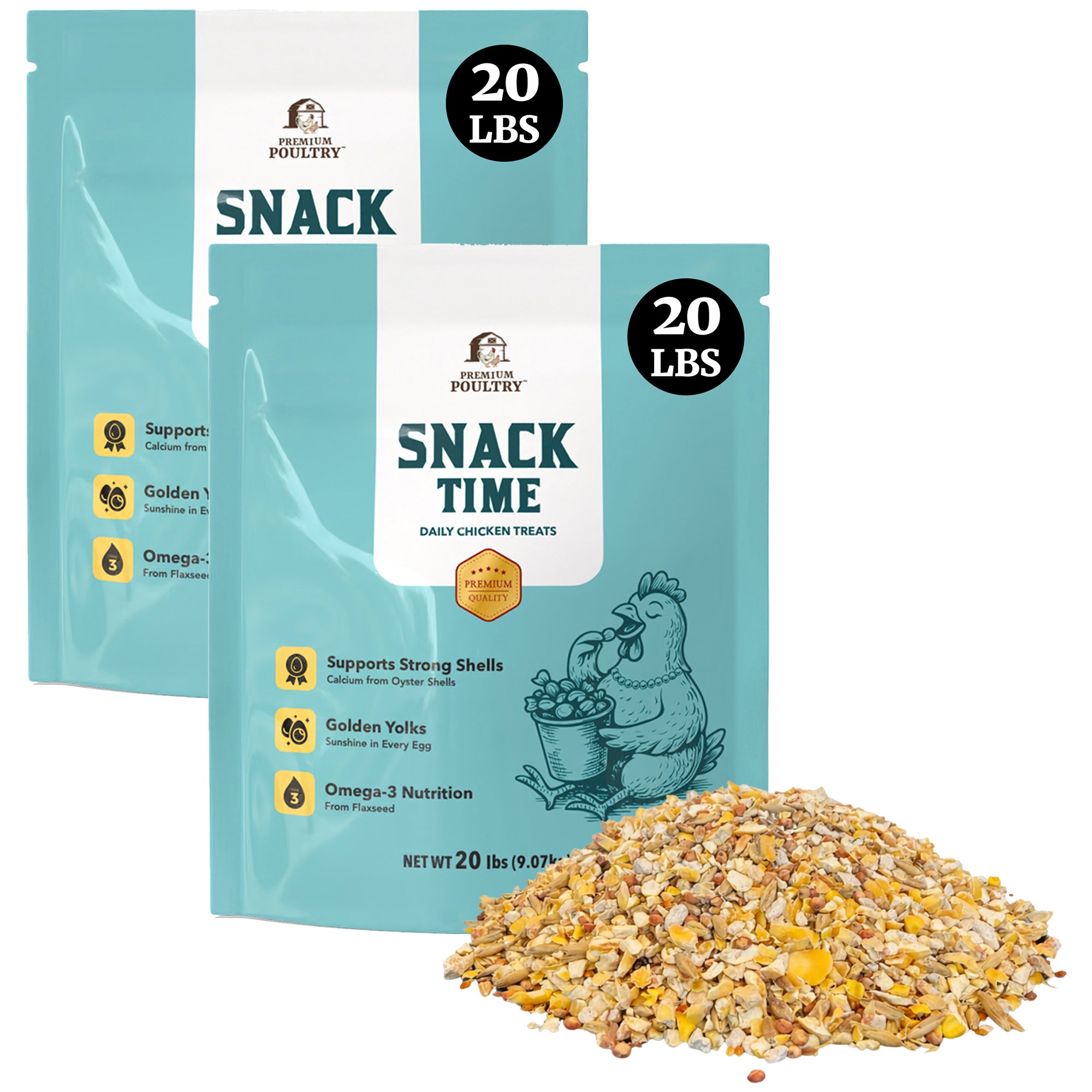 Premium Poultry Snack Time Treat Mix, Supports Egg Shells & Yolk, 20 lb, 2 Pack