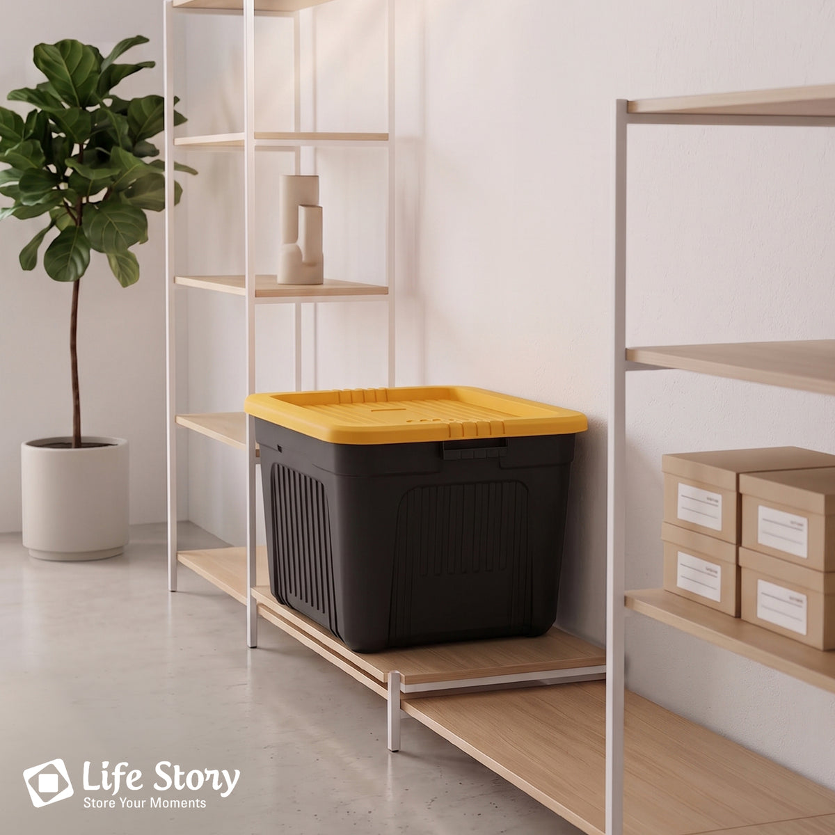 Life Story 20 Gallon Stackable Storage Bin, Versatile Lidded Container, Yellow - VMInnovations