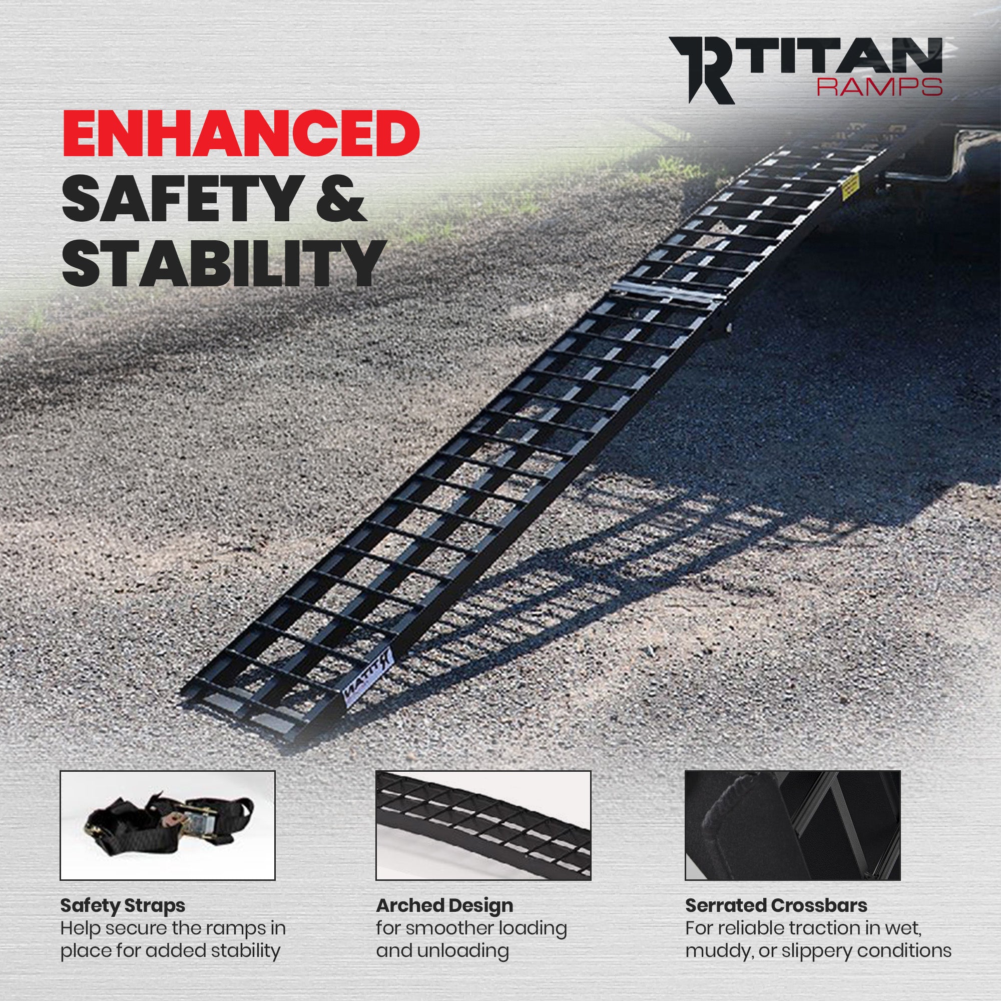 Titan Ramps 10' Folding Motorcycle Loading Ramp Arched Aluminum Design, Black
