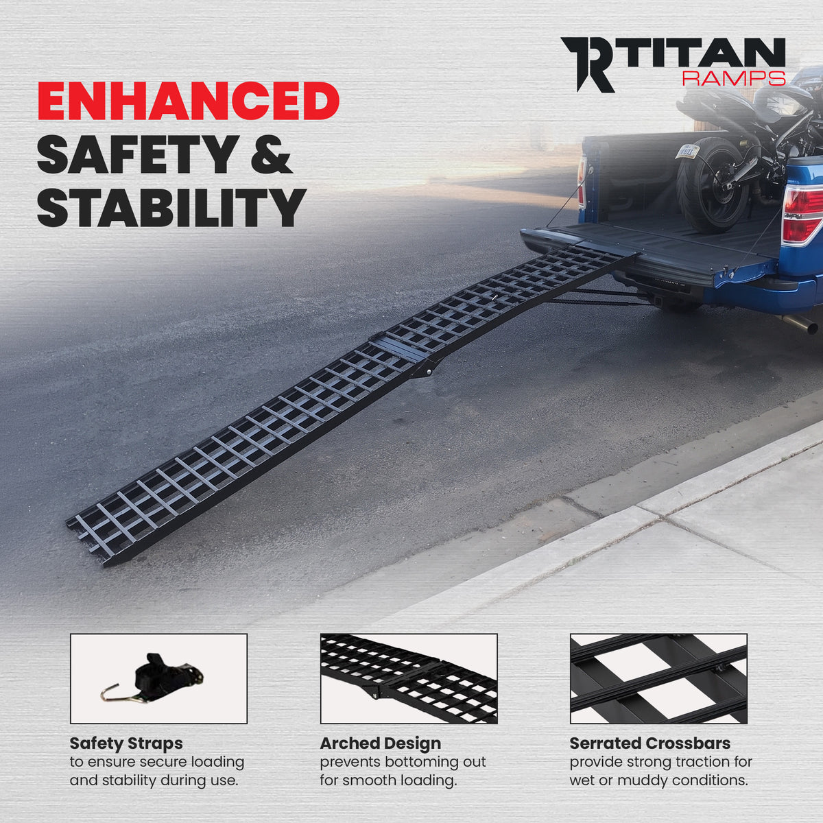 Titan Ramps 9 Foot Folding Motorcycle Loading Ramp, 4-Beam, 1,000 lb Capacity (Open Box)