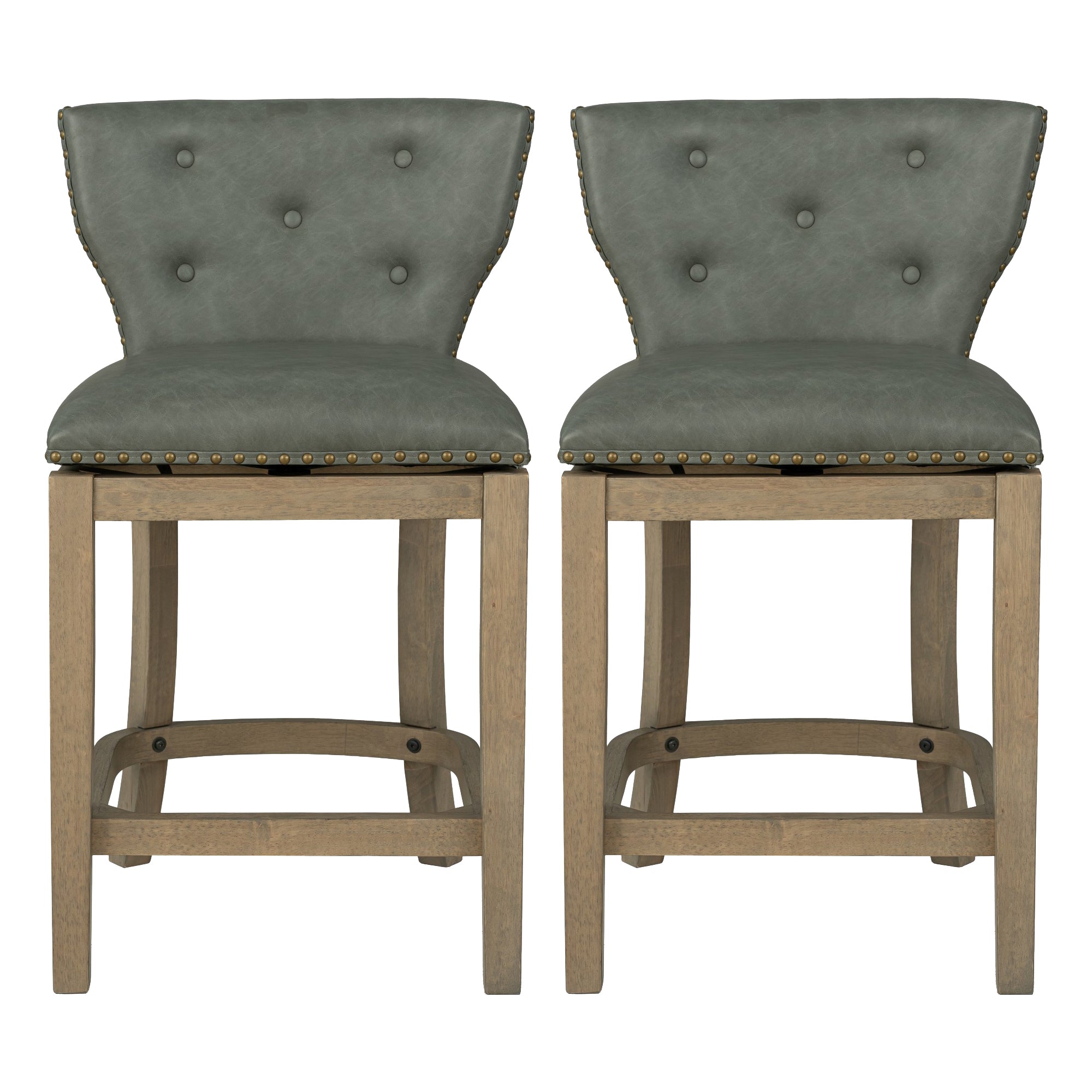 ROME + OAK Carlynd 26" Swivel Counter Stool, Reclaim Oak, Stone,Set of 2