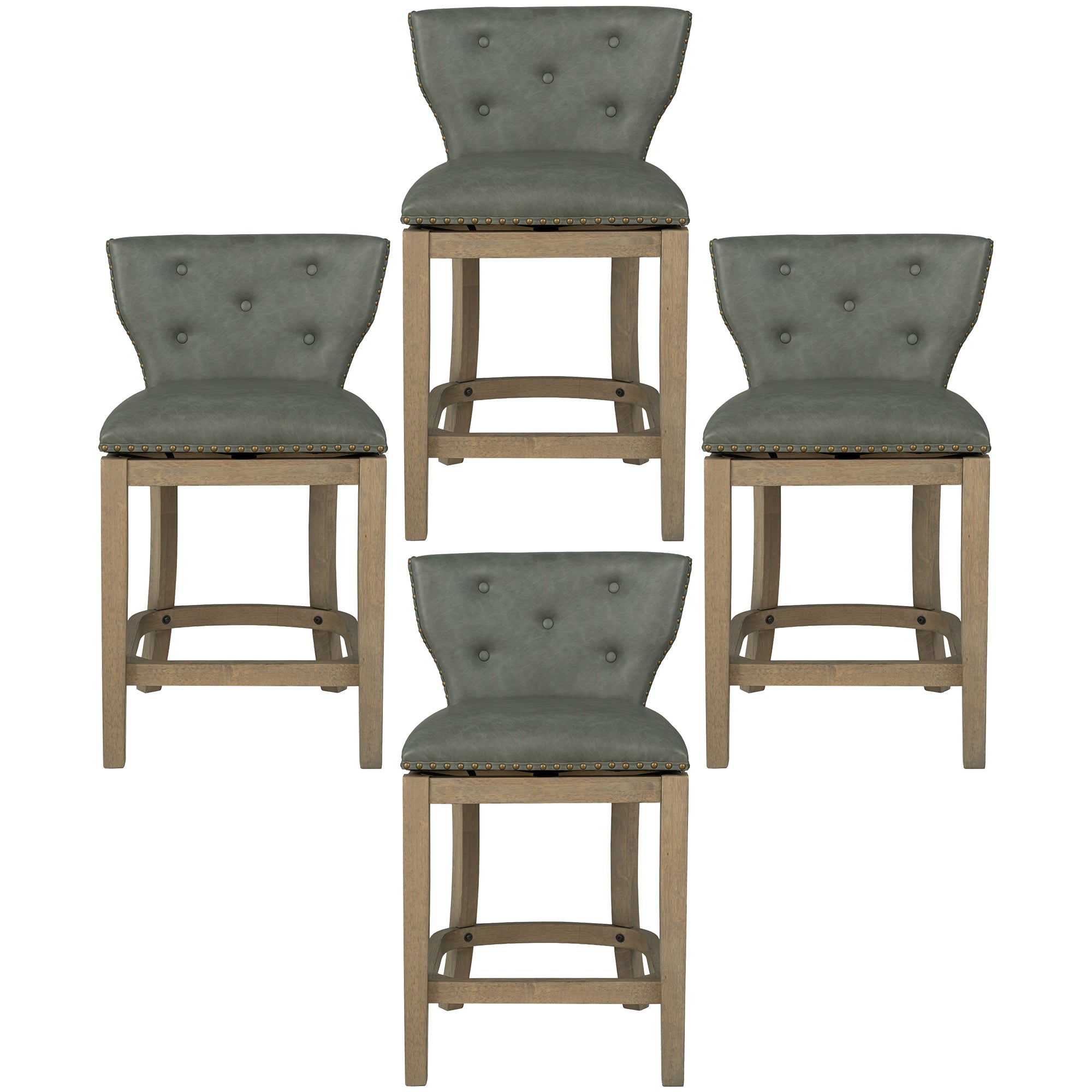 ROME + OAK Carlynd 26" Swivel Counter Stool, Reclaim Oak, Stone,Set of 4