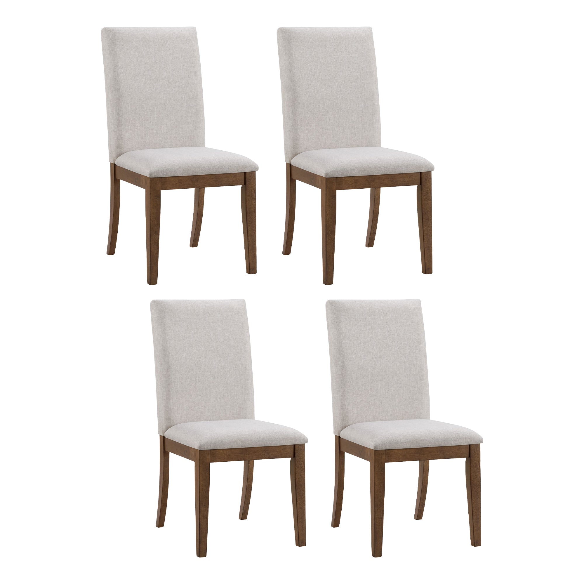 ROME + OAK Remy Dining Chair in Weathered Oak with Sand Fabric Seat, Set of 4 - VMInnovations