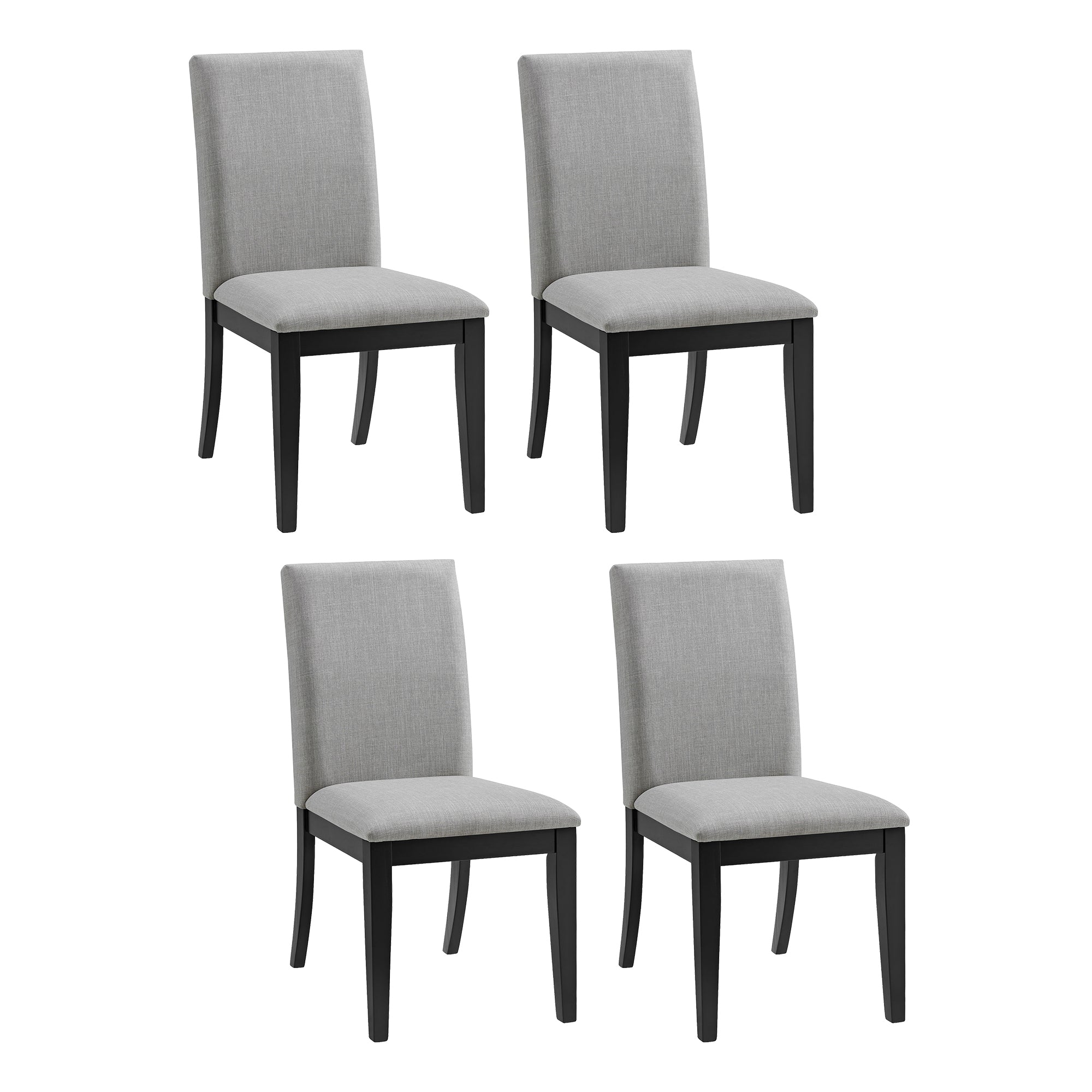 ROME + OAK Remy Dining Chair in Black Finish with Ash Grey Fabric Seat, Set of 4 - VMInnovations