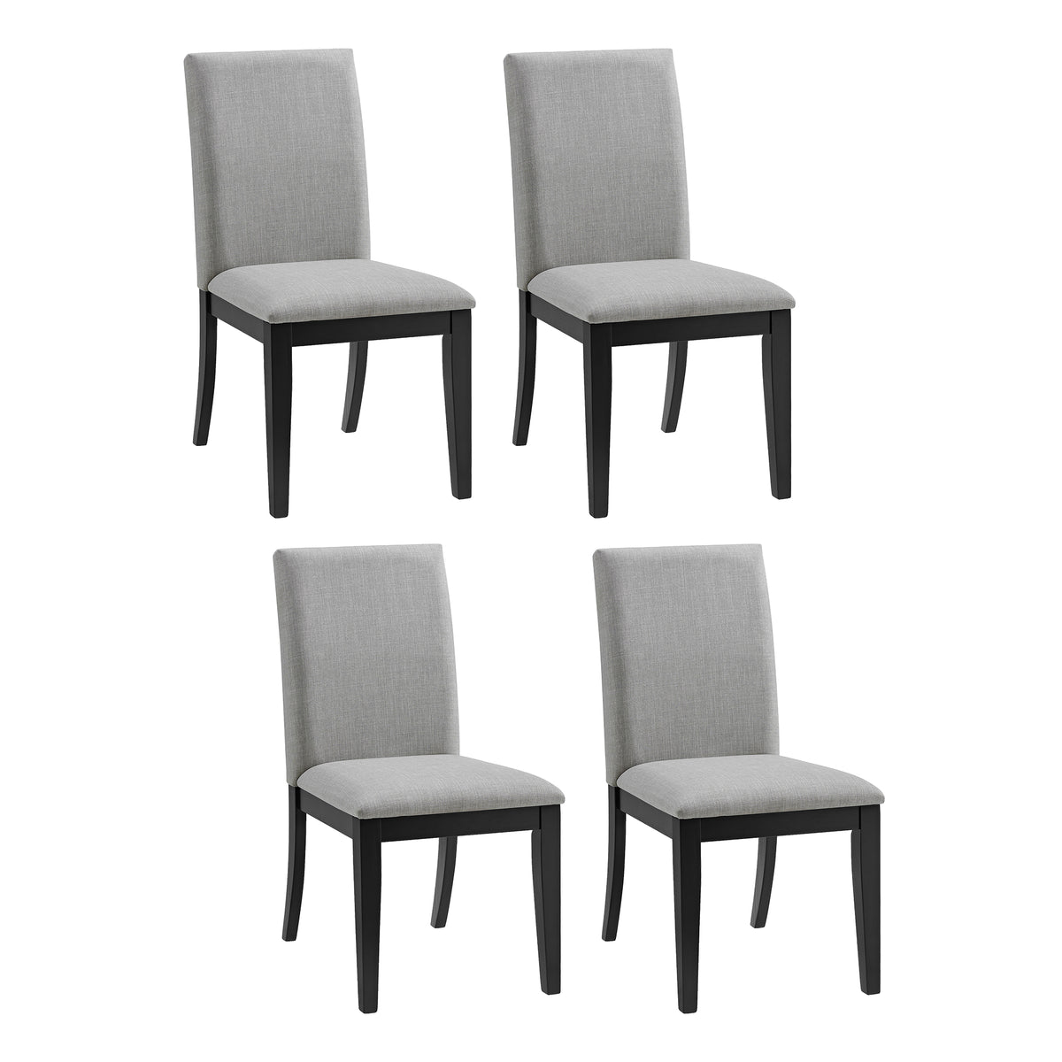 ROME + OAK Remy Dining Chair in Black Finish with Ash Grey Fabric Seat, Set of 4