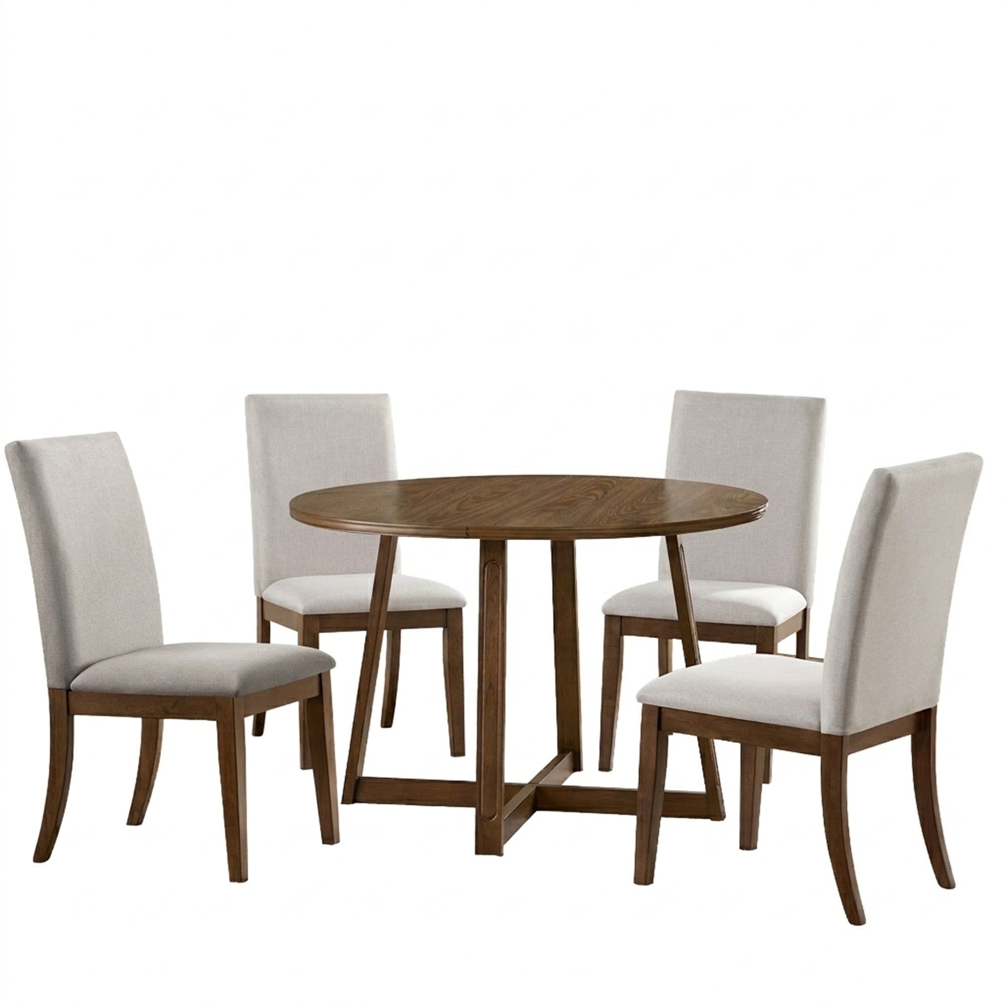 ROME + OAK Dining Set with 4 Remy Chairs & Worton 45" Round Table, Weathered Oak - VMInnovations