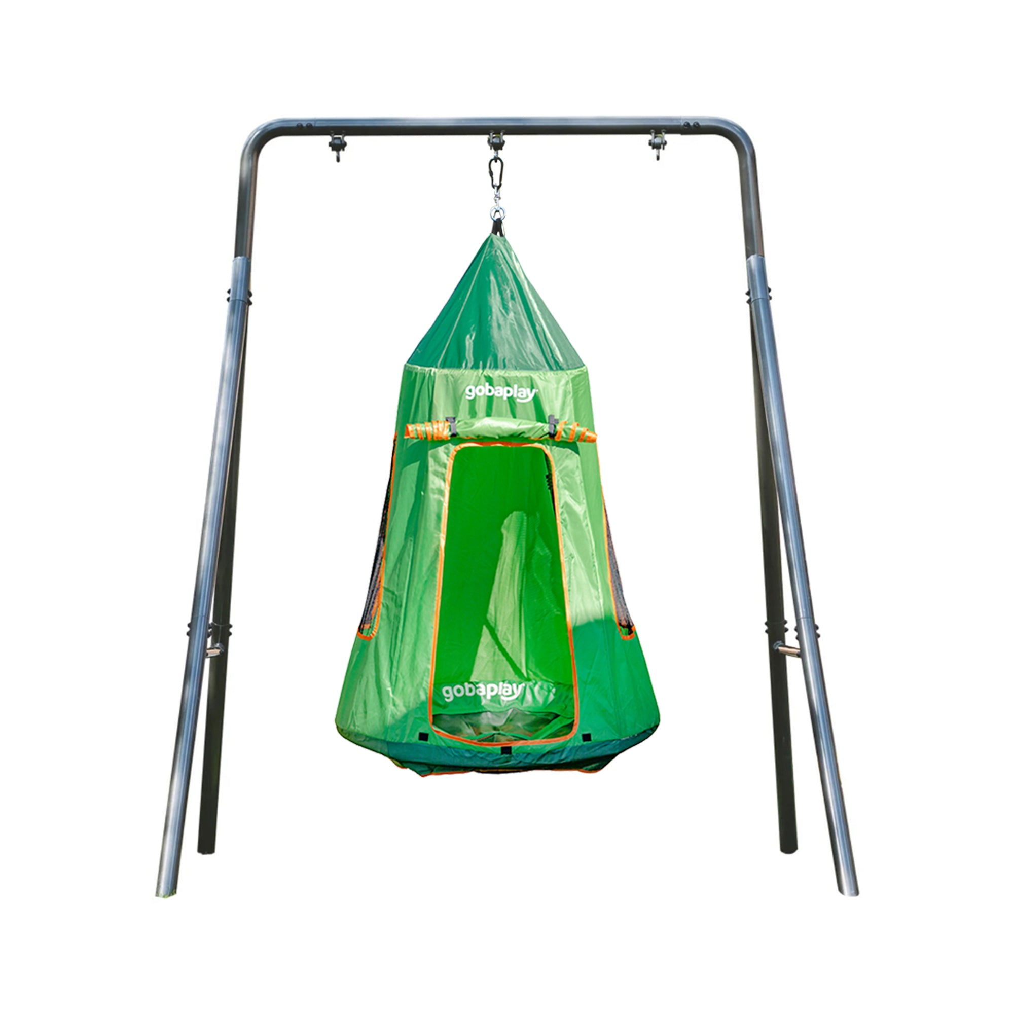 gobaplay Single Swing Set Playground Equipment with FlyMax 39" Swing with Tent