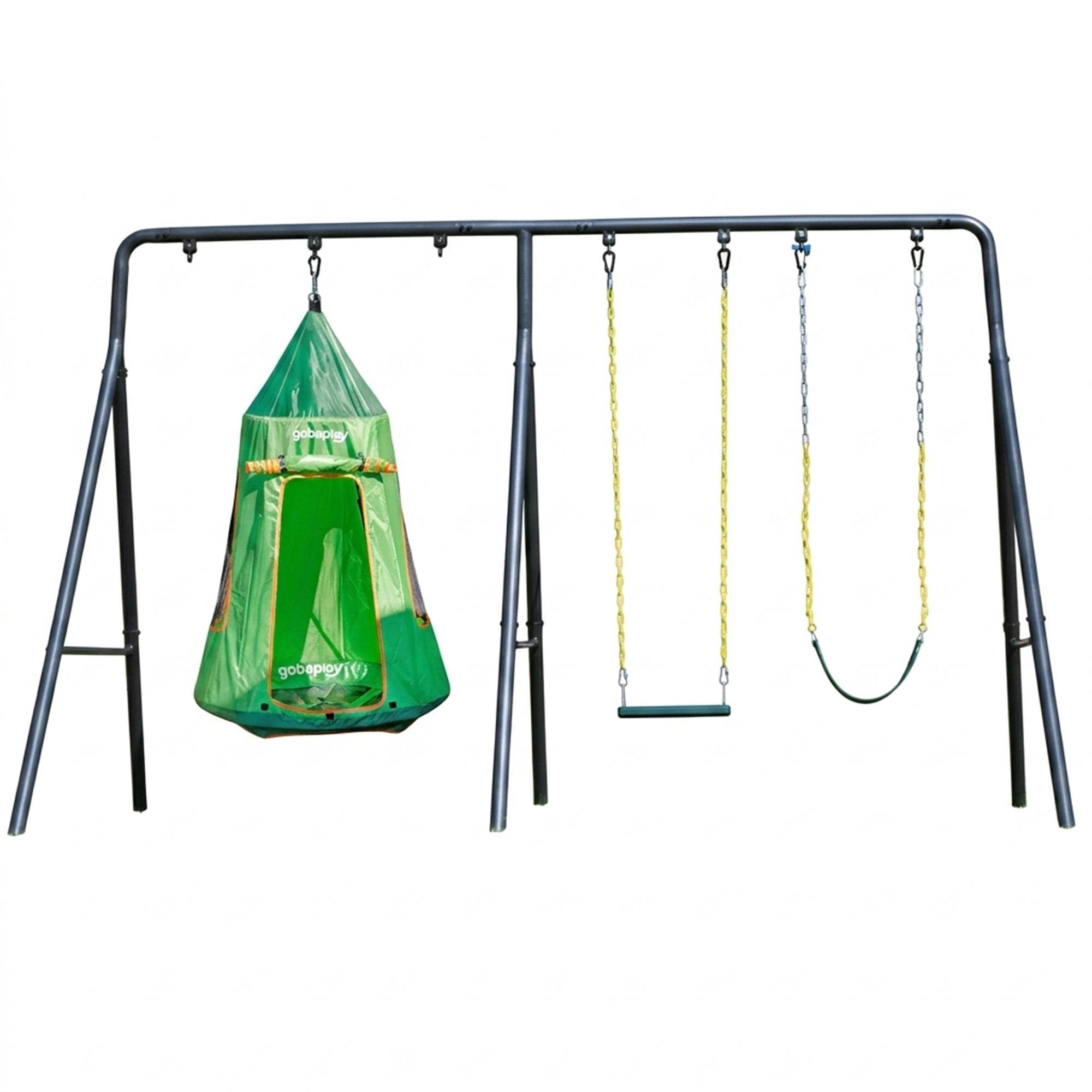 gobaplay Outdoor Frame Playground Equipment w/ 6' Extension & 39" Swing w/ Tent