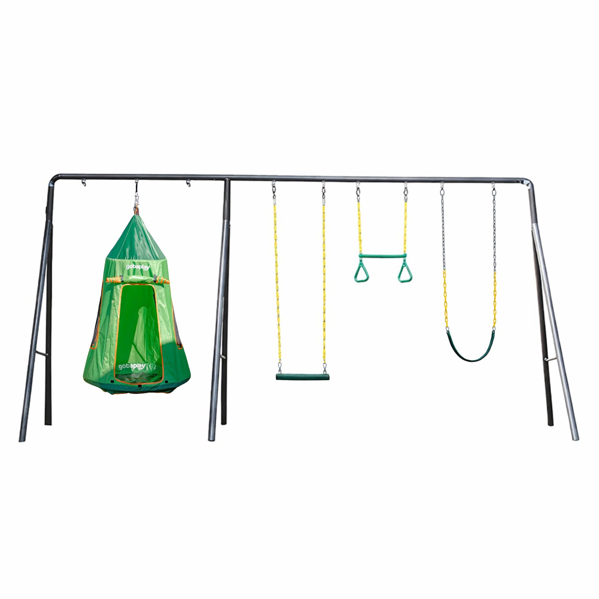 gobaplay Outdoor Frame Playground Equipment w/ 8' Extension & 39" Swing w/ Tent