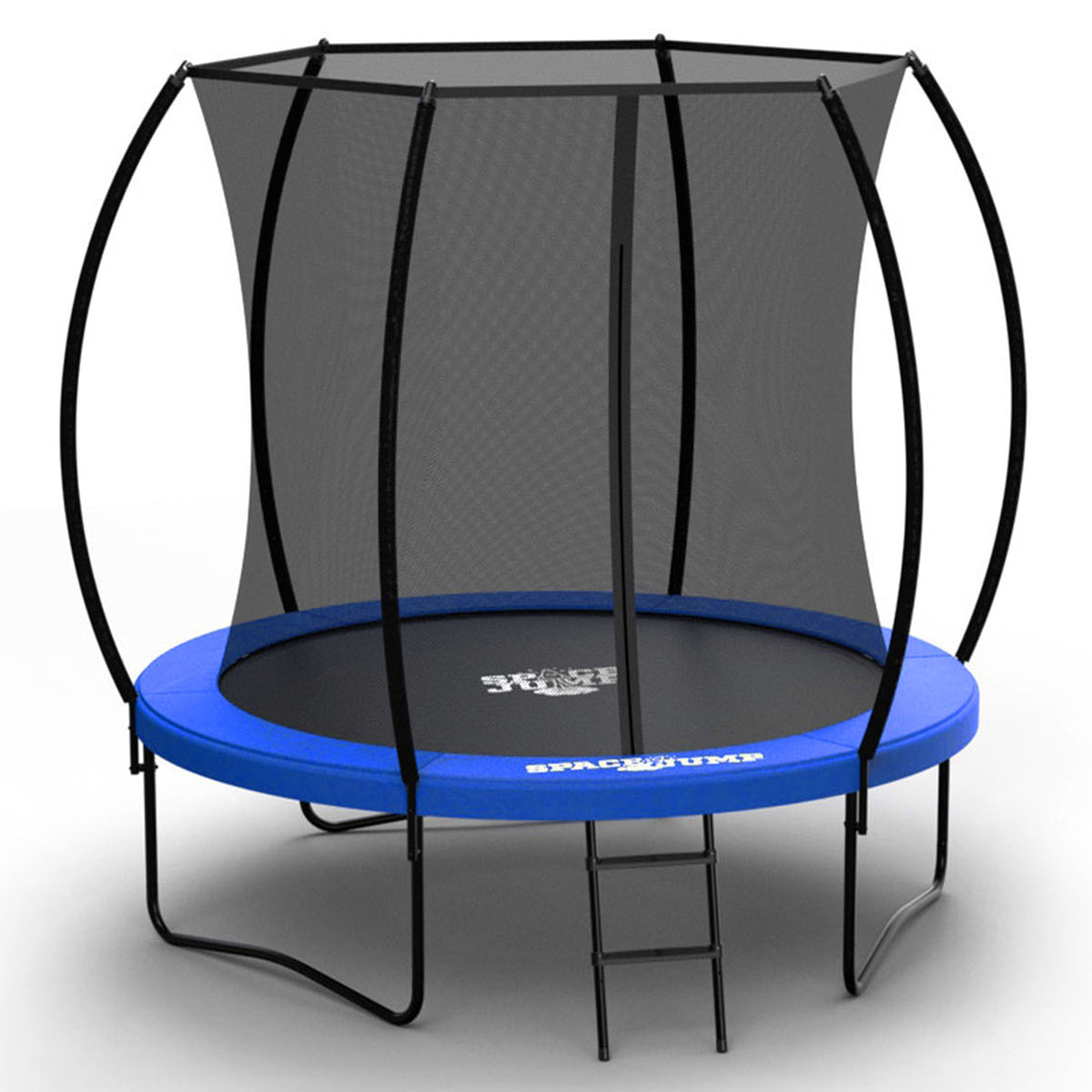 SpaceJump Nova 8 Ft Trampoline, Outdoor Bounce Pad with Safety Net, Blue/Black
