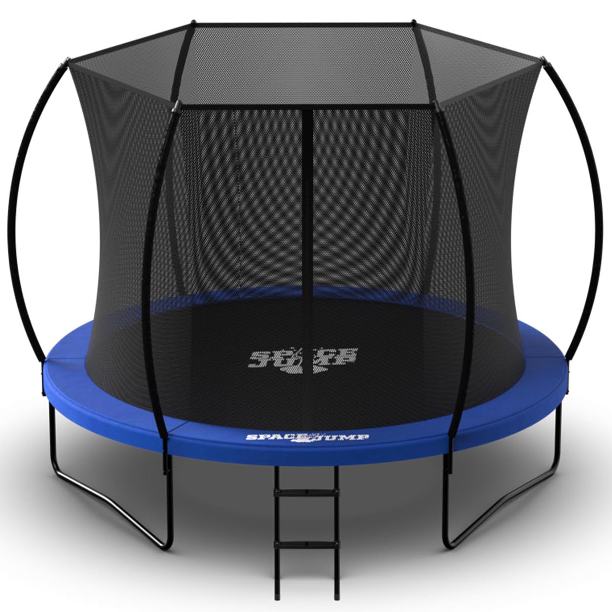 SpaceJump Nova 10 Ft Trampoline, Outdoor Bounce Pad with Safety Net, Blue/Black