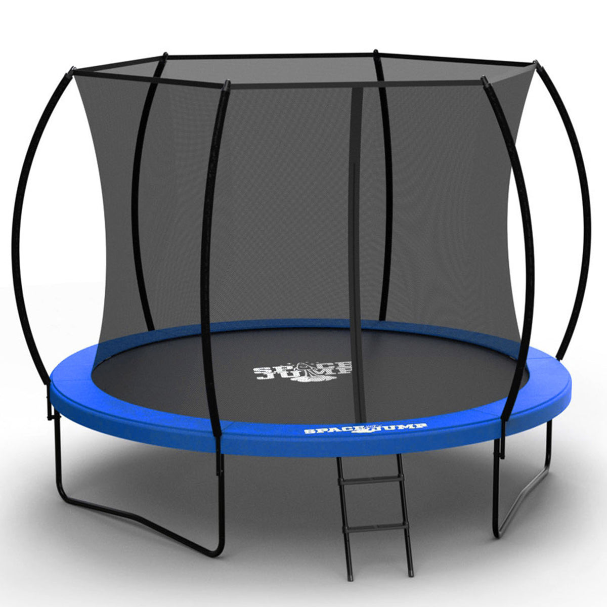 SpaceJump Nova 10 Ft Trampoline, Outdoor Bounce Pad with Safety Net, Blue/Black