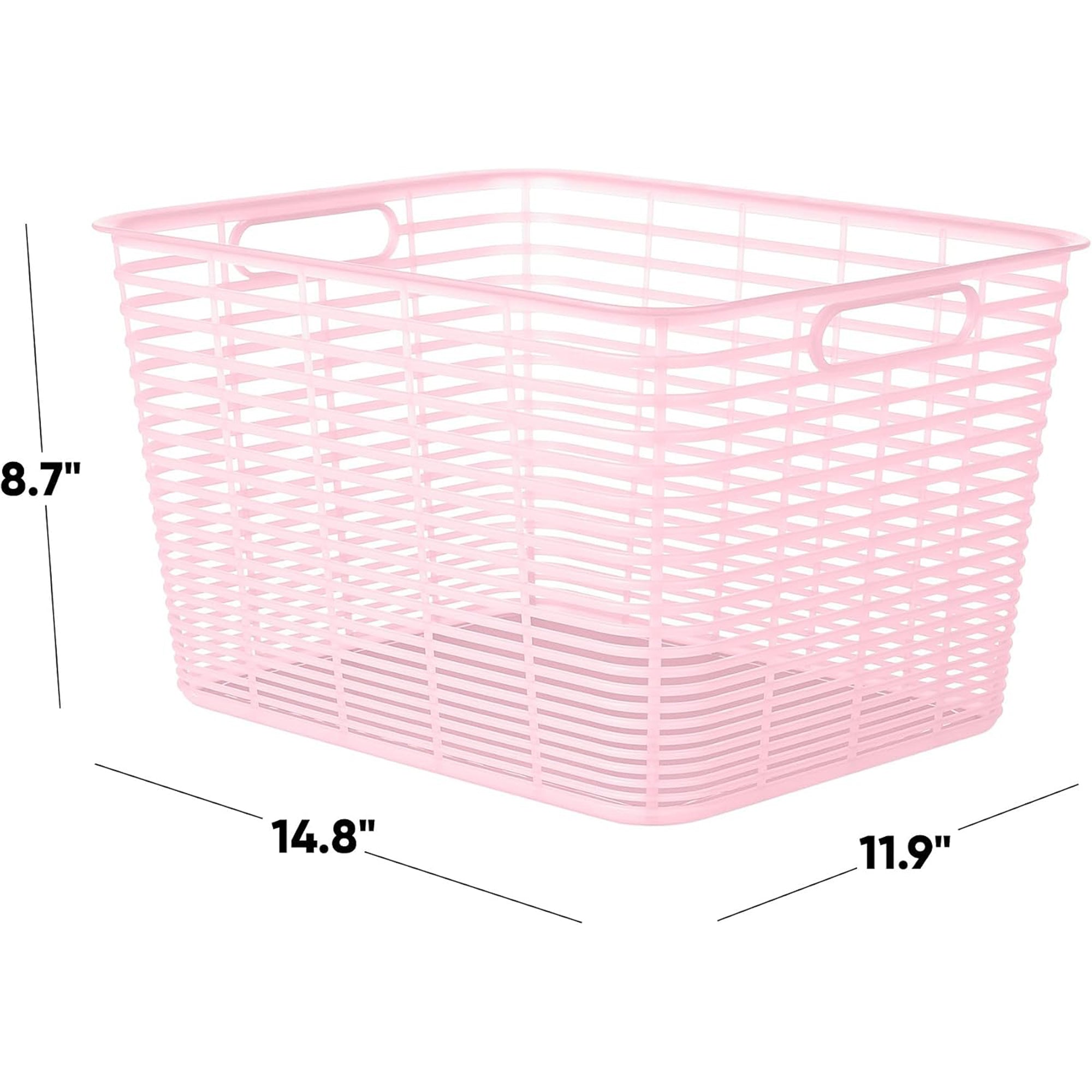 Curver 4 Pack 18.8L Aria Decorative Plastic Storage Organization Baskets, Pink