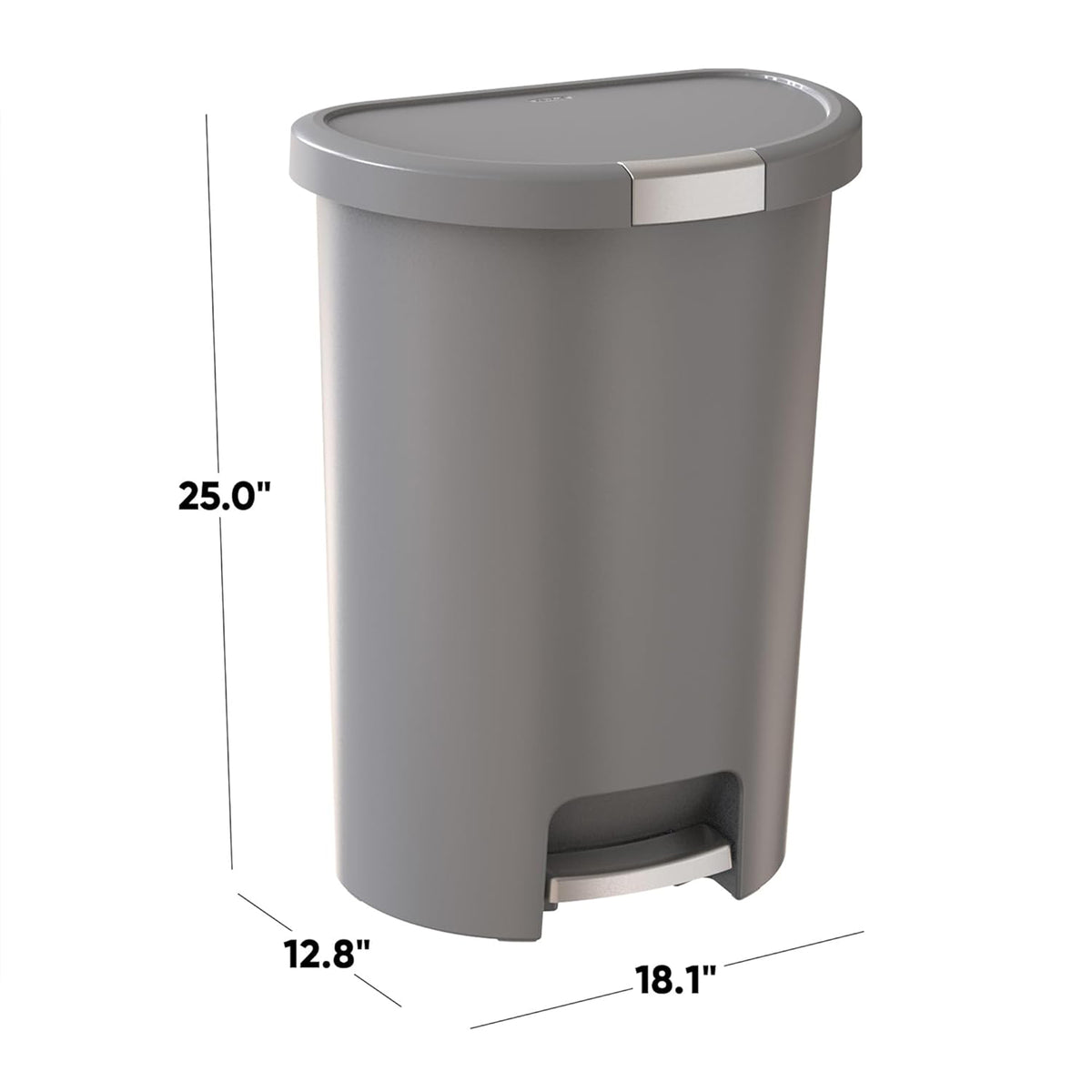 Curver Infinity 13 Gal Plastic Kitchen Trash Can with Foot Pedal and Locking Lid
