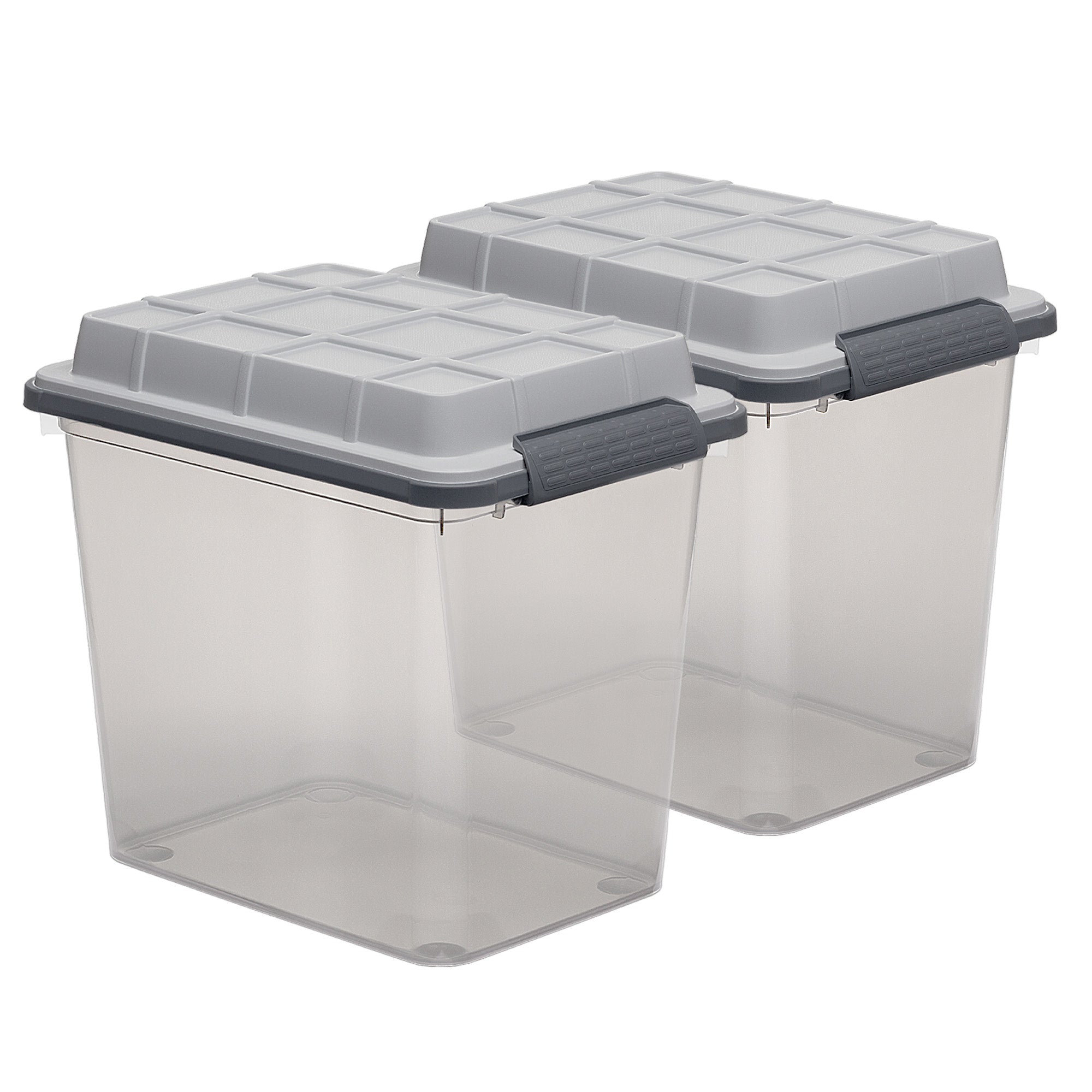 Curver 29Qt Latch PRO Storage Box with Latching Lid, Grey, Medium, Set of 2