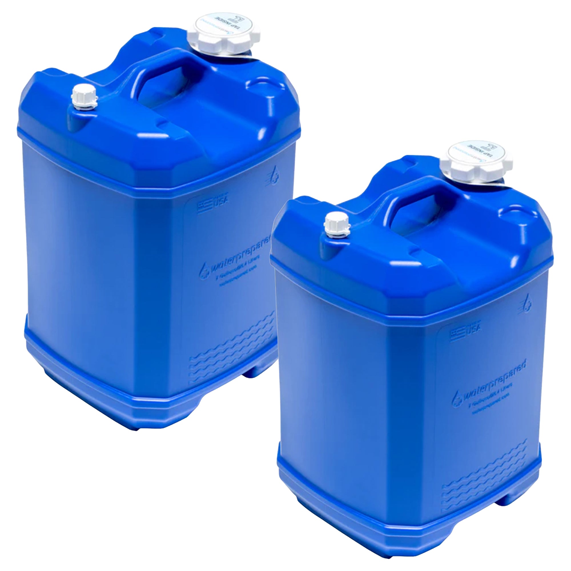 WaterPrepared ReadyJug 7 Gal Stackable Water Storage Container, Blue, 2 Pack