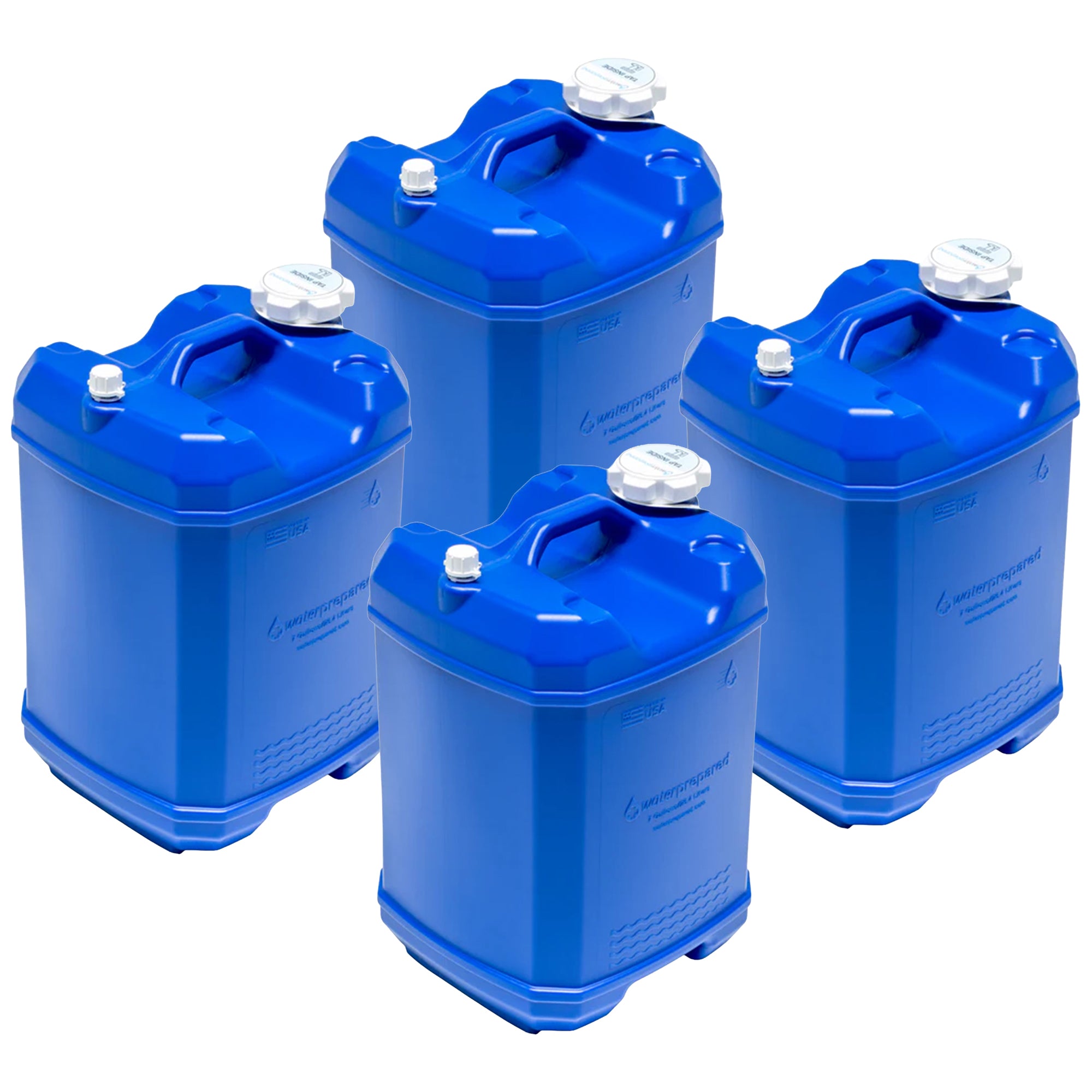 WaterPrepared ReadyJug 7 Gal Stackable Water Storage Container, Blue, 4 Pack