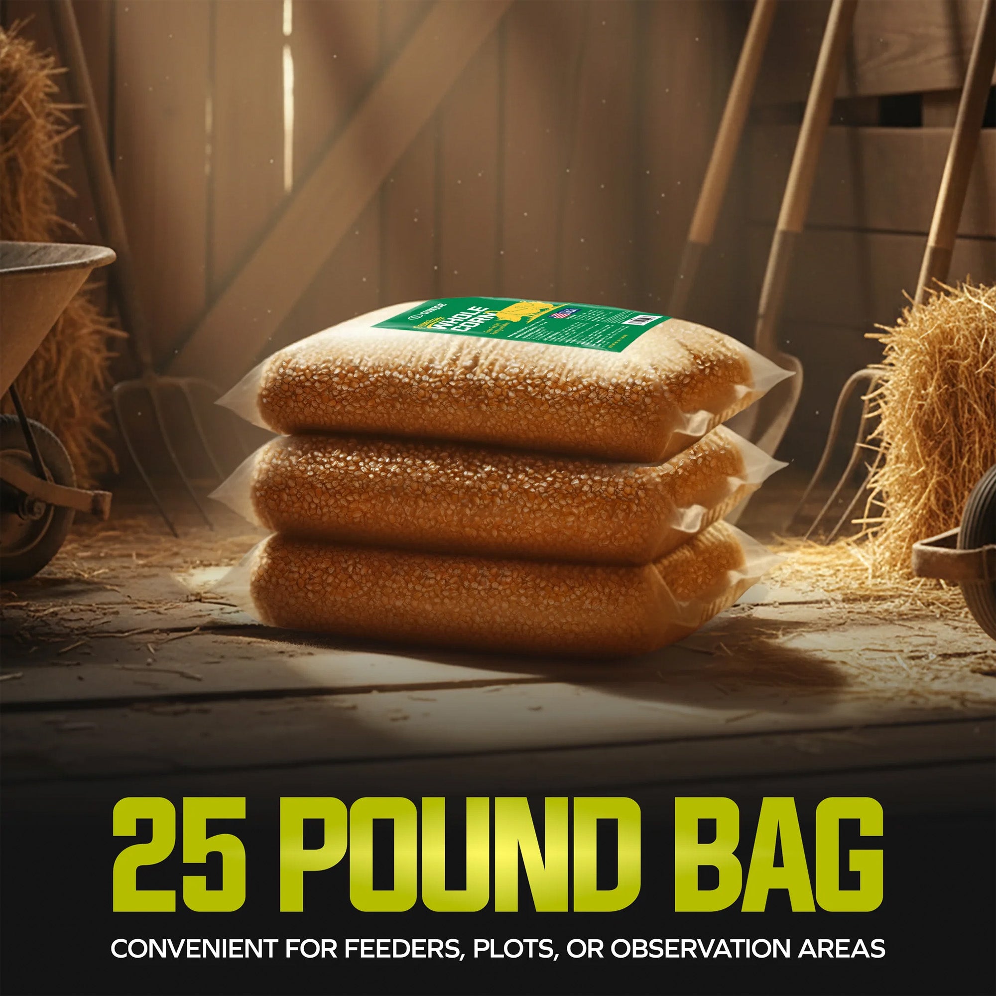 Sun Joe Premium Whole Corn All Season Feed for Wildlife and Poultry, 25 Lb, WC25