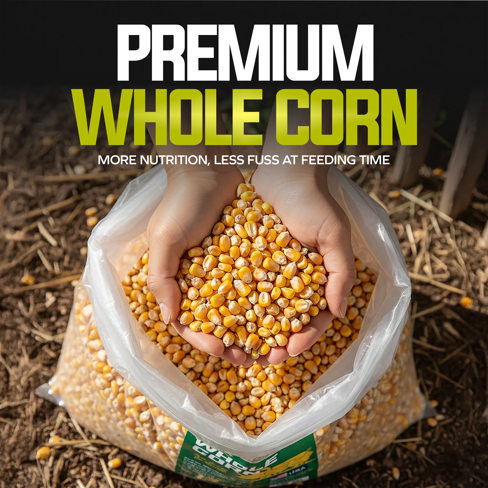 Sun Joe Premium Whole Corn All Season Feed for Wildlife and Poultry, 25 Lb, WC25