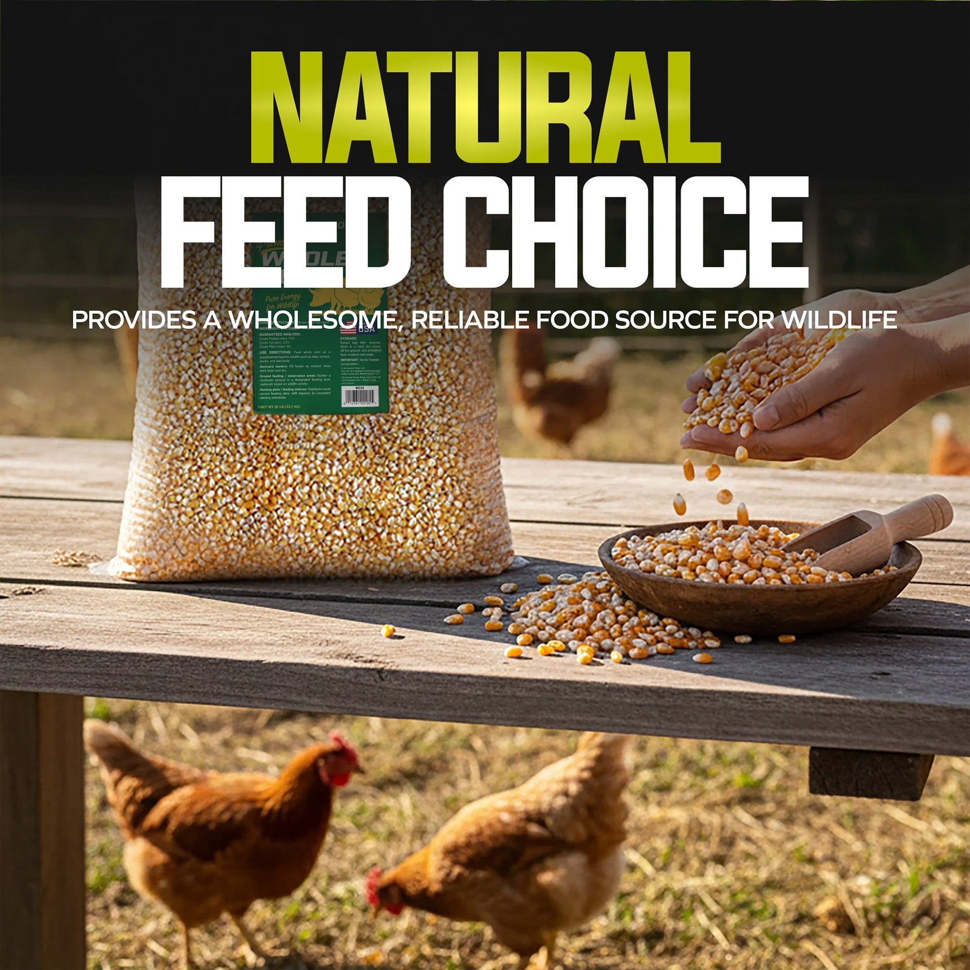 Sun Joe Premium Whole Corn All Season Feed for Wildlife and Poultry, 25 Lb, WC25