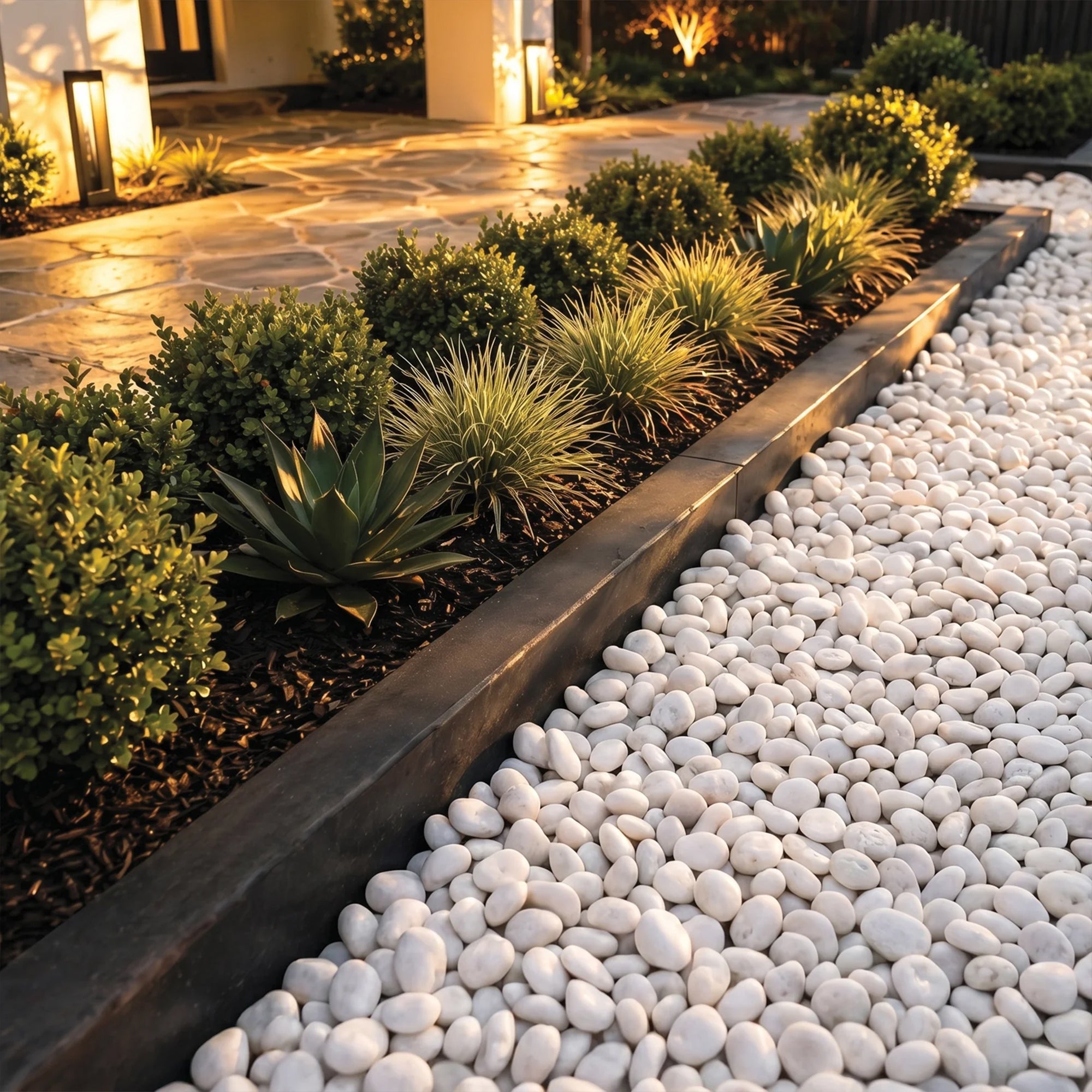 Sun Joe High-Polish White Decorative River Rocks for Gardens & Decor, 25 lb Bag - VMInnovations