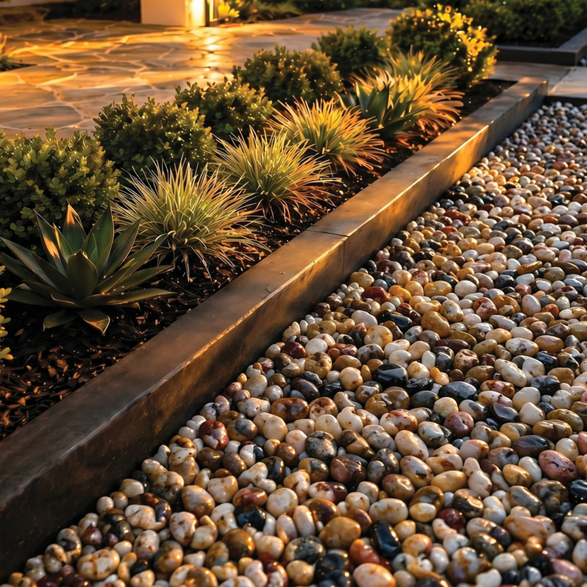 SJ-RK002-25 - Premium High-Polish Mixed Decorative Pebbles, 1-2 in, 25lb Bag