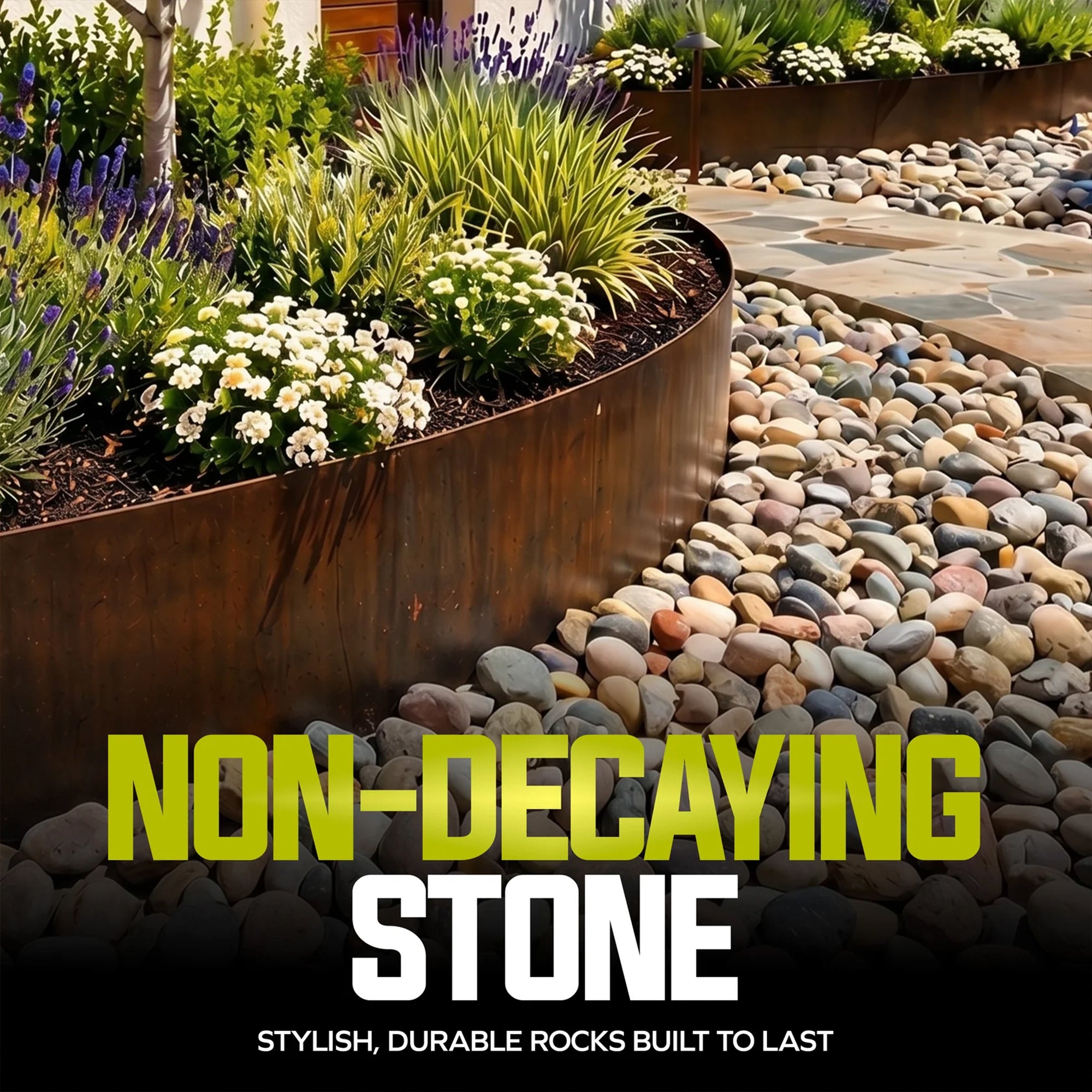Sun Joe Natural Mixed Decorative River Rocks for Gardens & Decor, 25 lb Bag