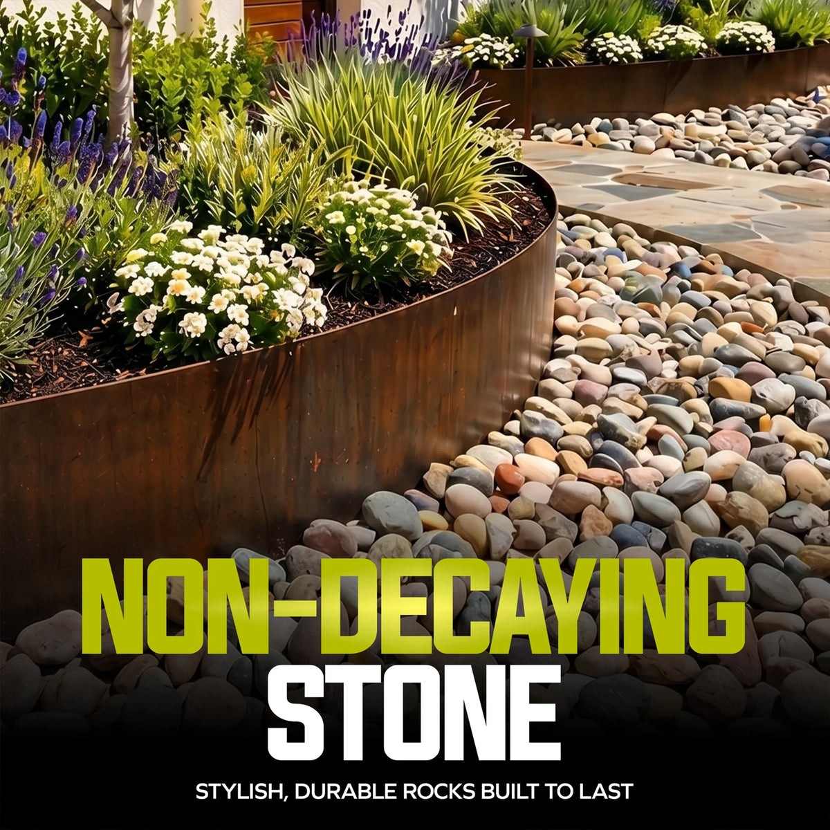 Sun Joe Natural Mixed Decorative River Rocks for Gardens & Decor, 25 lb Bag