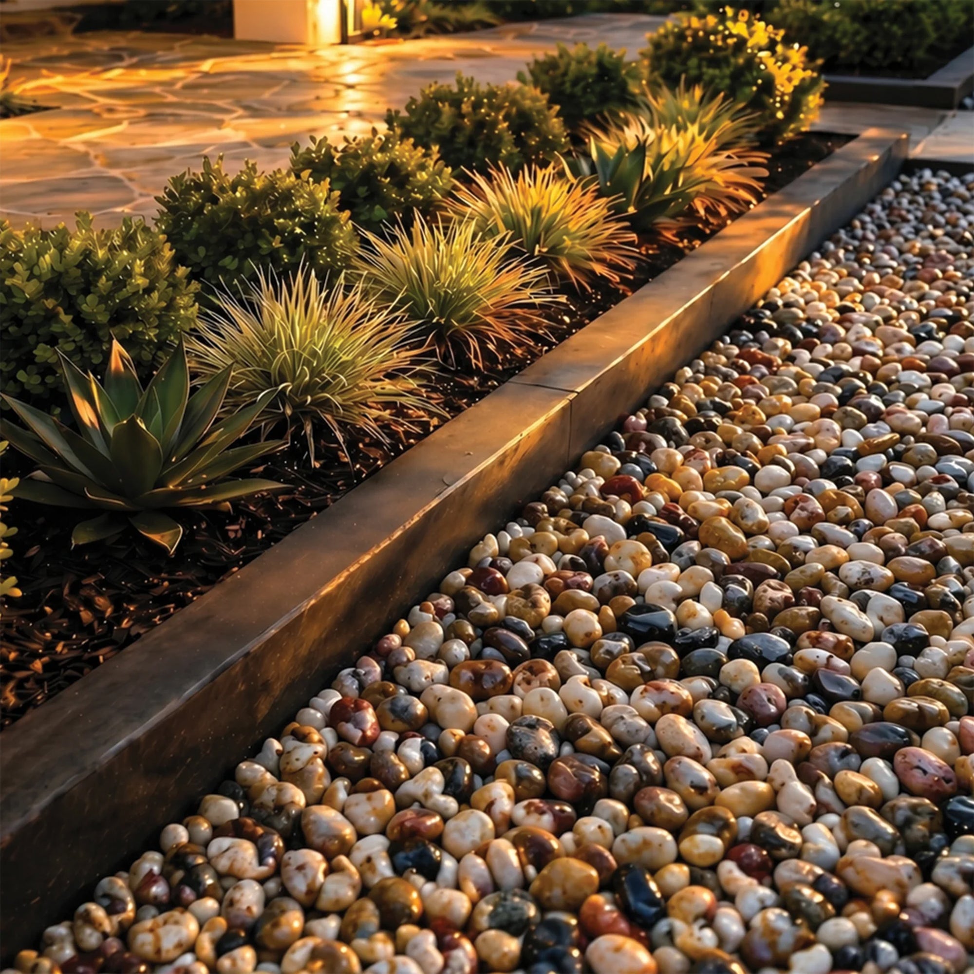 Sun Joe High-Polish Mixed Decorative River Rocks for Gardens & Decor, 40 lb Bag