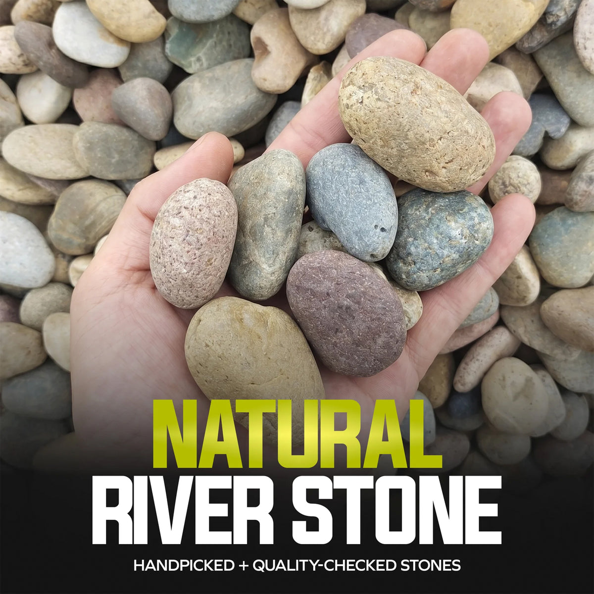 Sun Joe Natural Mixed Decorative River Rocks for Gardens & Decor, 40 lb Bag