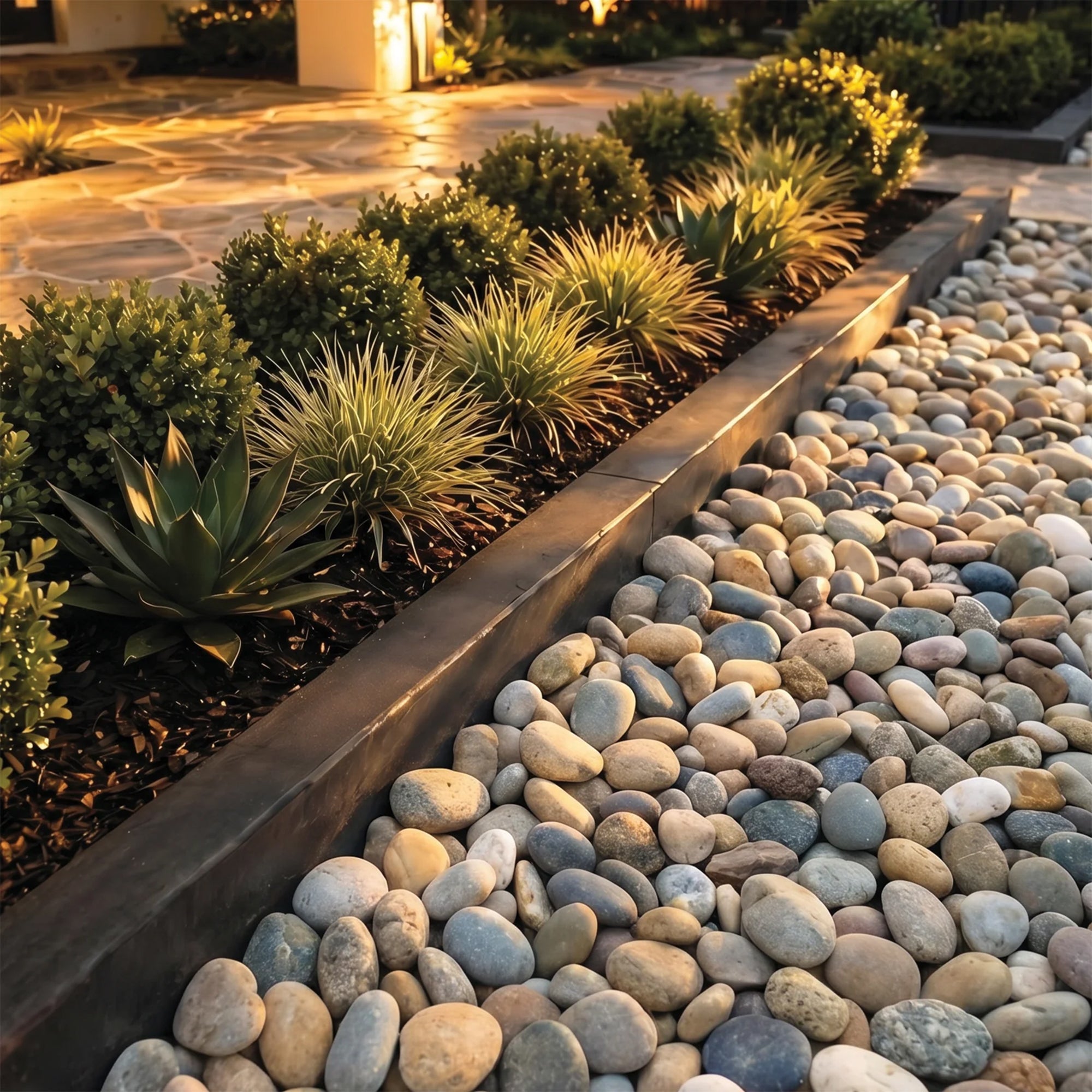 Sun Joe Natural Mixed Decorative River Rocks for Gardens & Decor, 40 lb Bag - VMInnovations