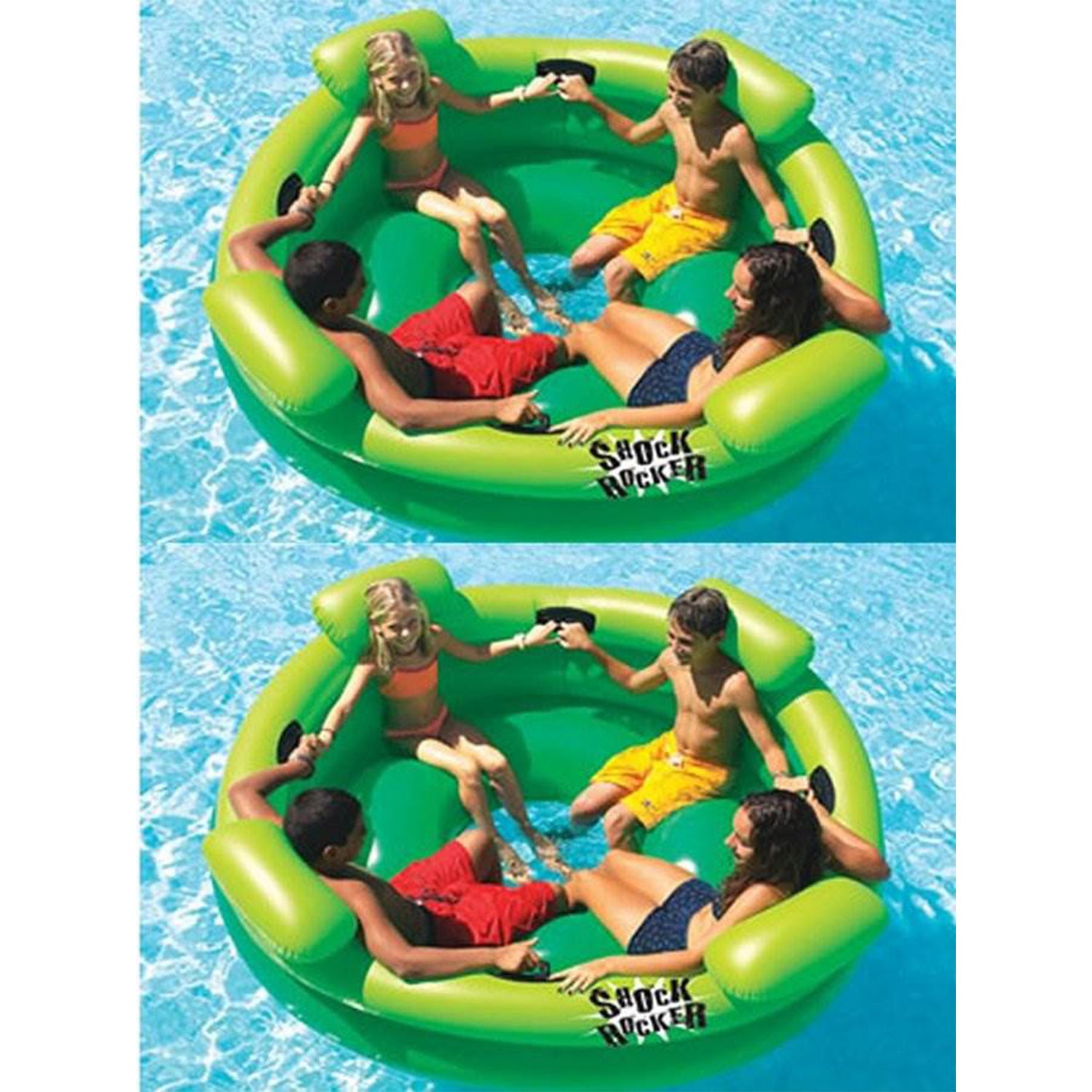 2) Swimline 9056 Swimming Pool Kids Shock Rocker Inflatable Float Islands 75"