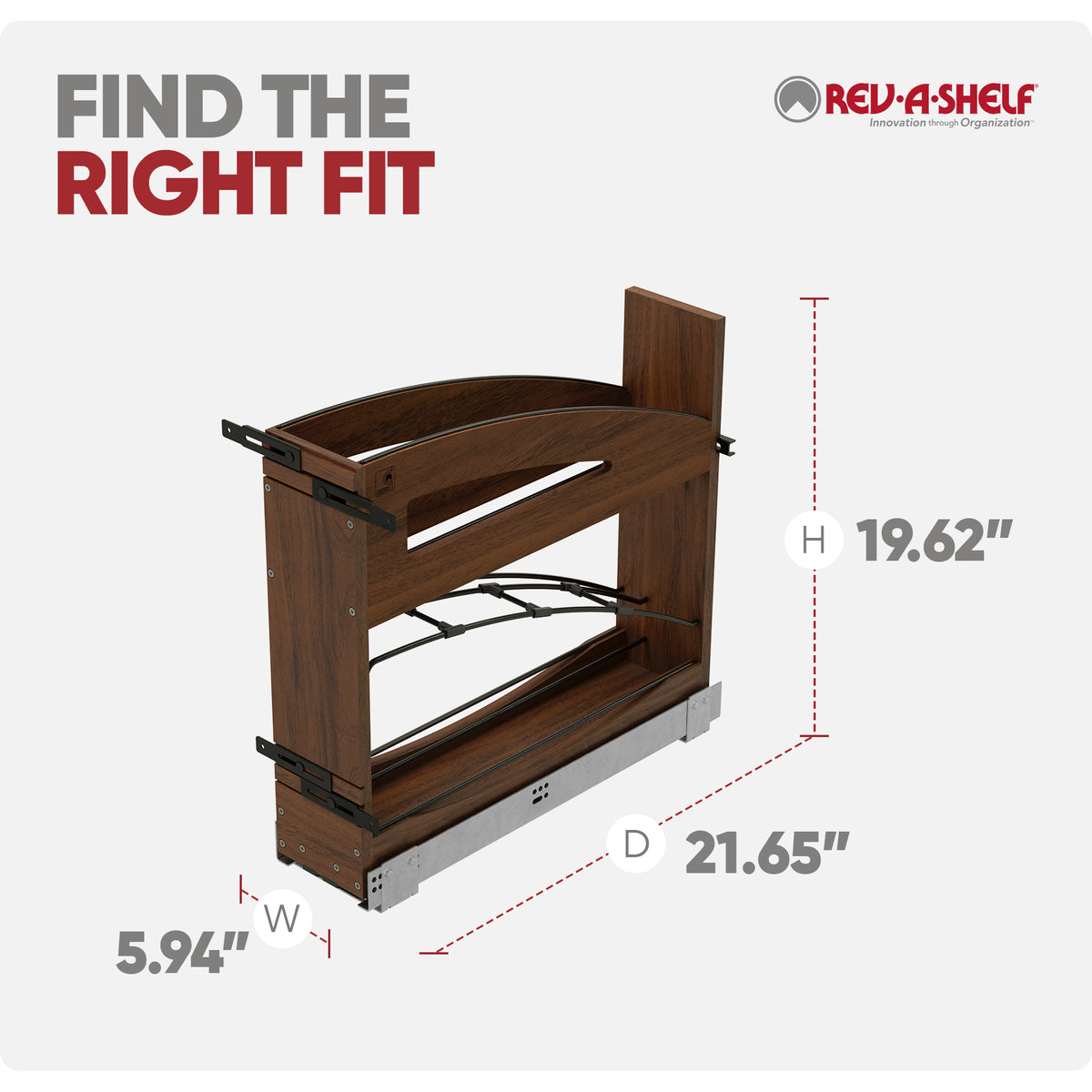 Rev-A-Shelf Pullout Tray Divider with Soft-Close for 9” Base Cabinets - VMInnovations