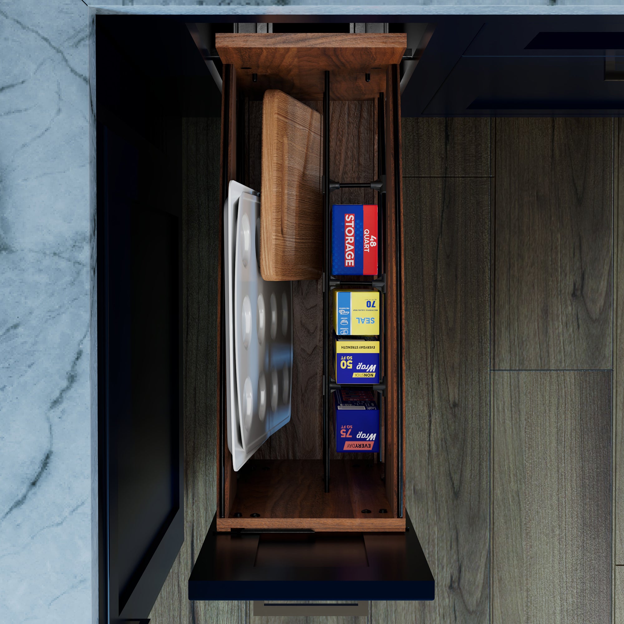 Rev-A-Shelf Pullout Tray Divider with Soft-Close for 12” Base Cabinets - VMInnovations