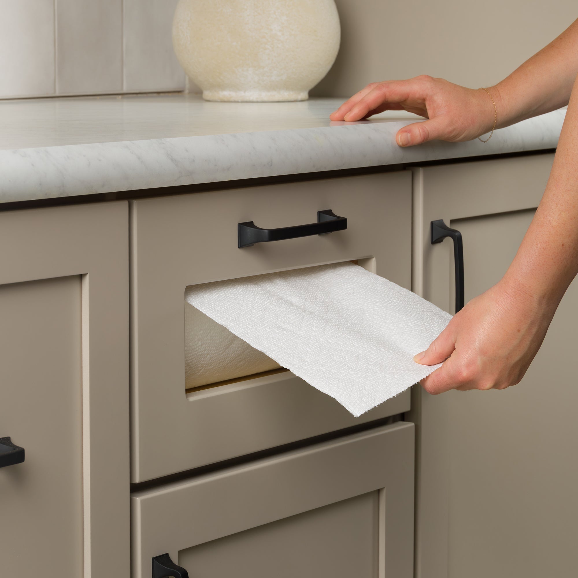 Rev-A-Shelf Kitchen Paper Towel Holder with Soft-Close for 18” Base Cabinets - VMInnovations