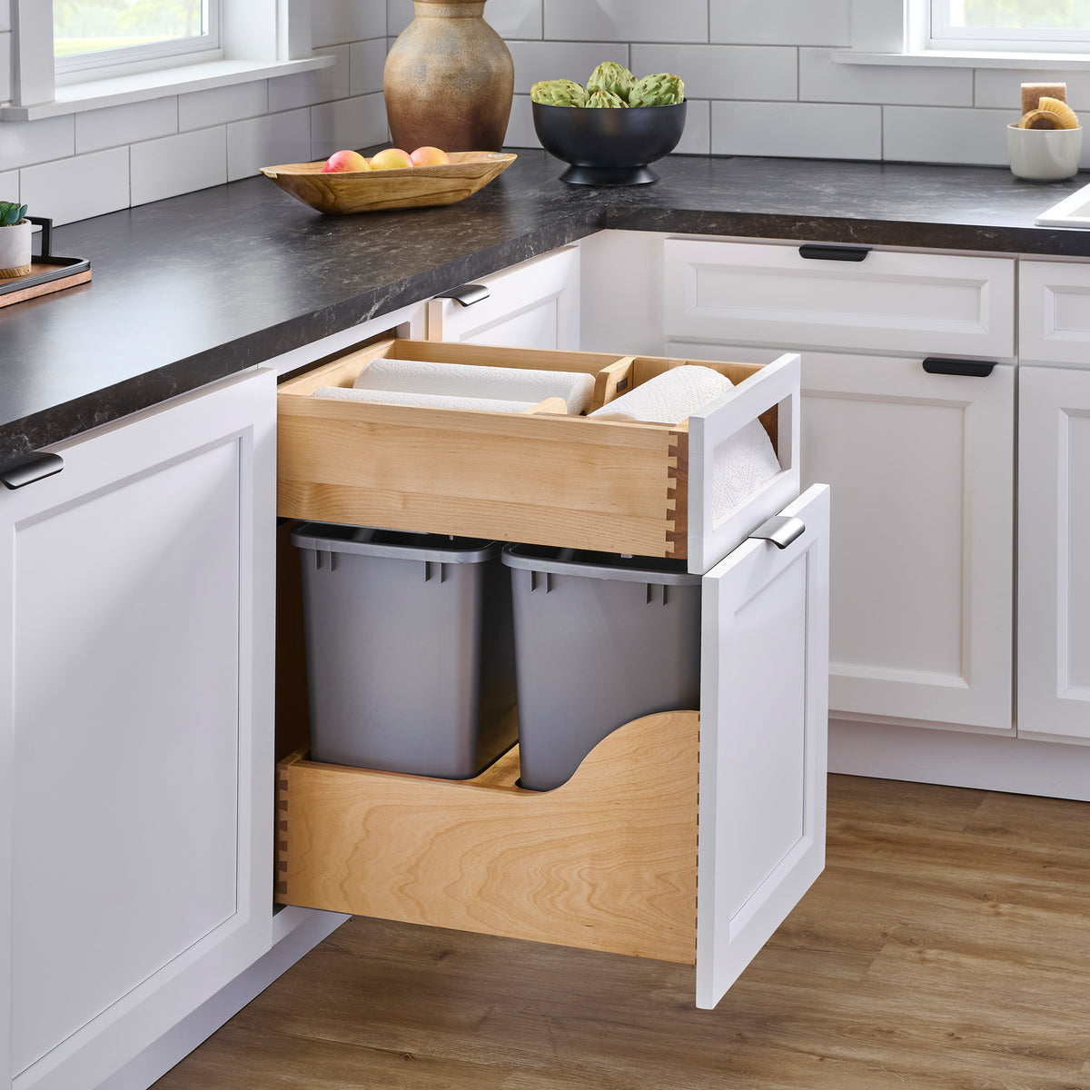 Rev-A-Shelf Kitchen Paper Towel Holder with Soft-Close for 18” Base Cabinets - VMInnovations