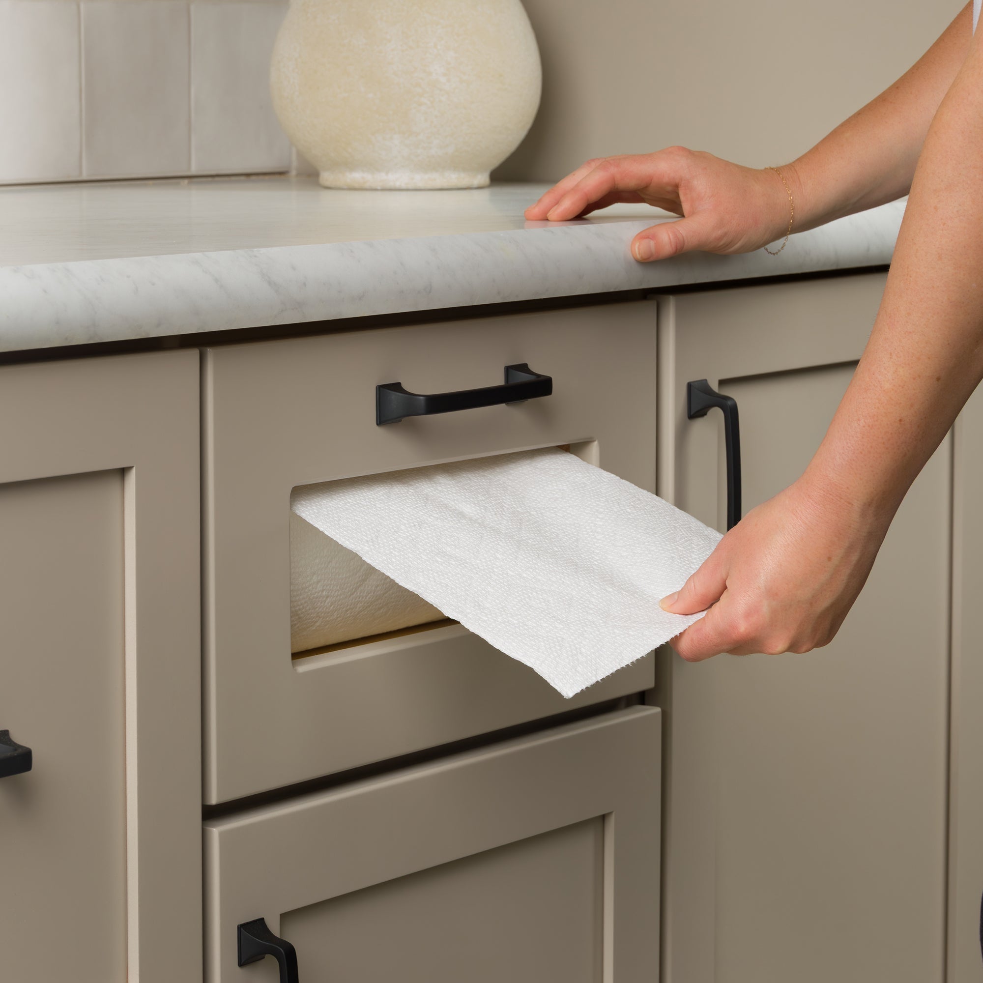 Rev-A-Shelf Kitchen Paper Towel Holder with Soft-Close for 18” Base Cabinets - VMInnovations